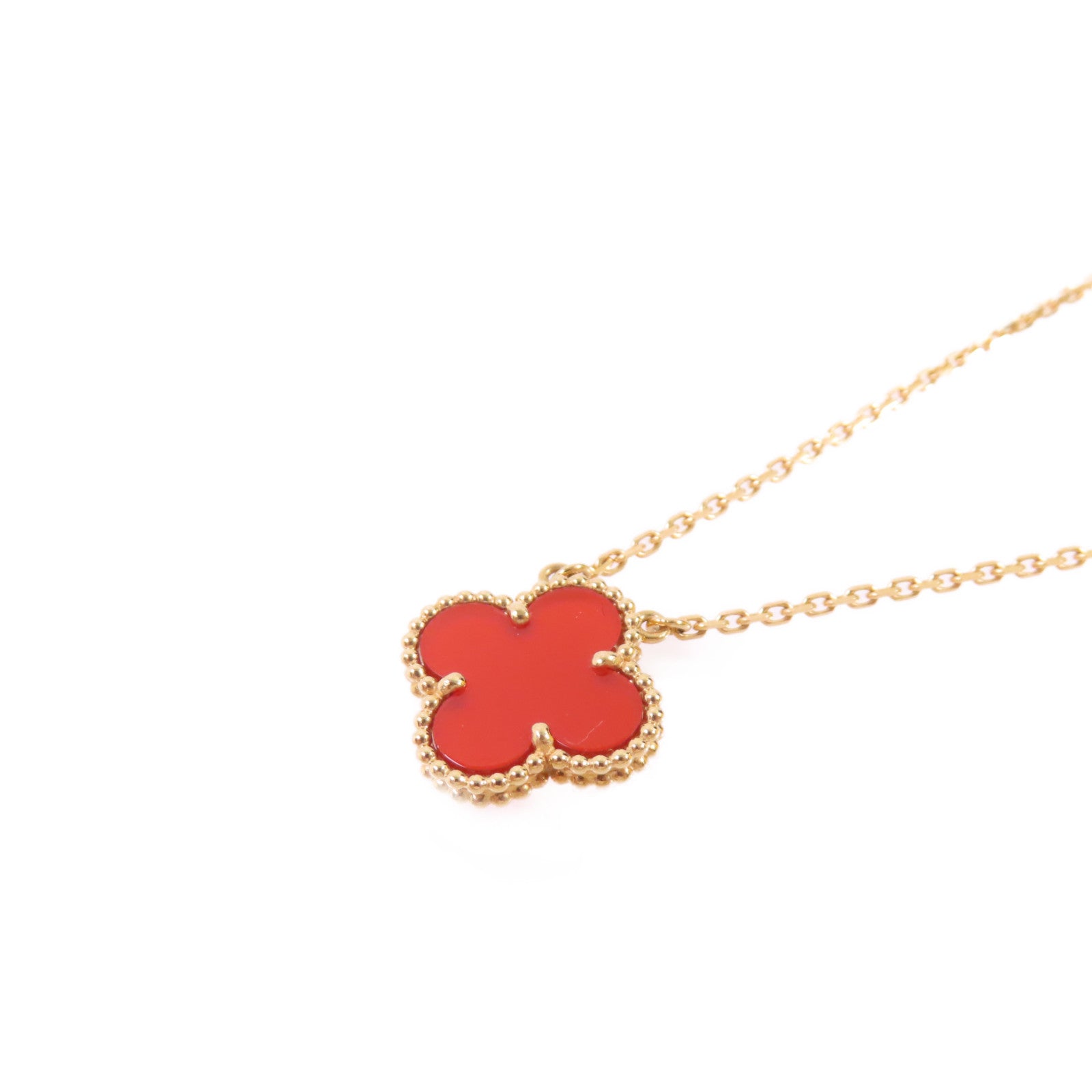 Van Cleef & Arpels 18K玫瑰金/紅玉髓Vintage Alhambra Necklace項鍊
