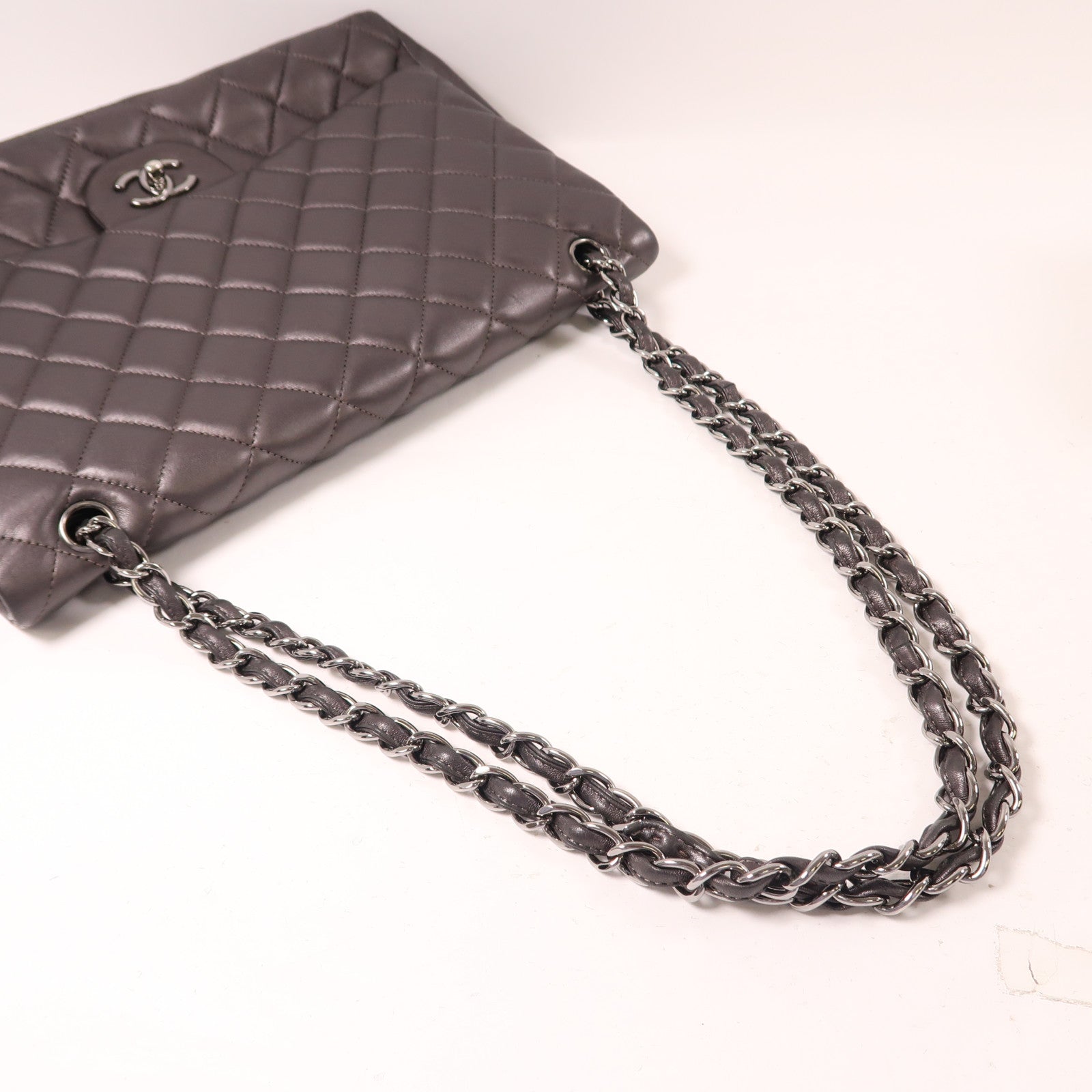 CHANEL CC SHW Large Classic Chain Shoulder Bag A58600 Leather Black