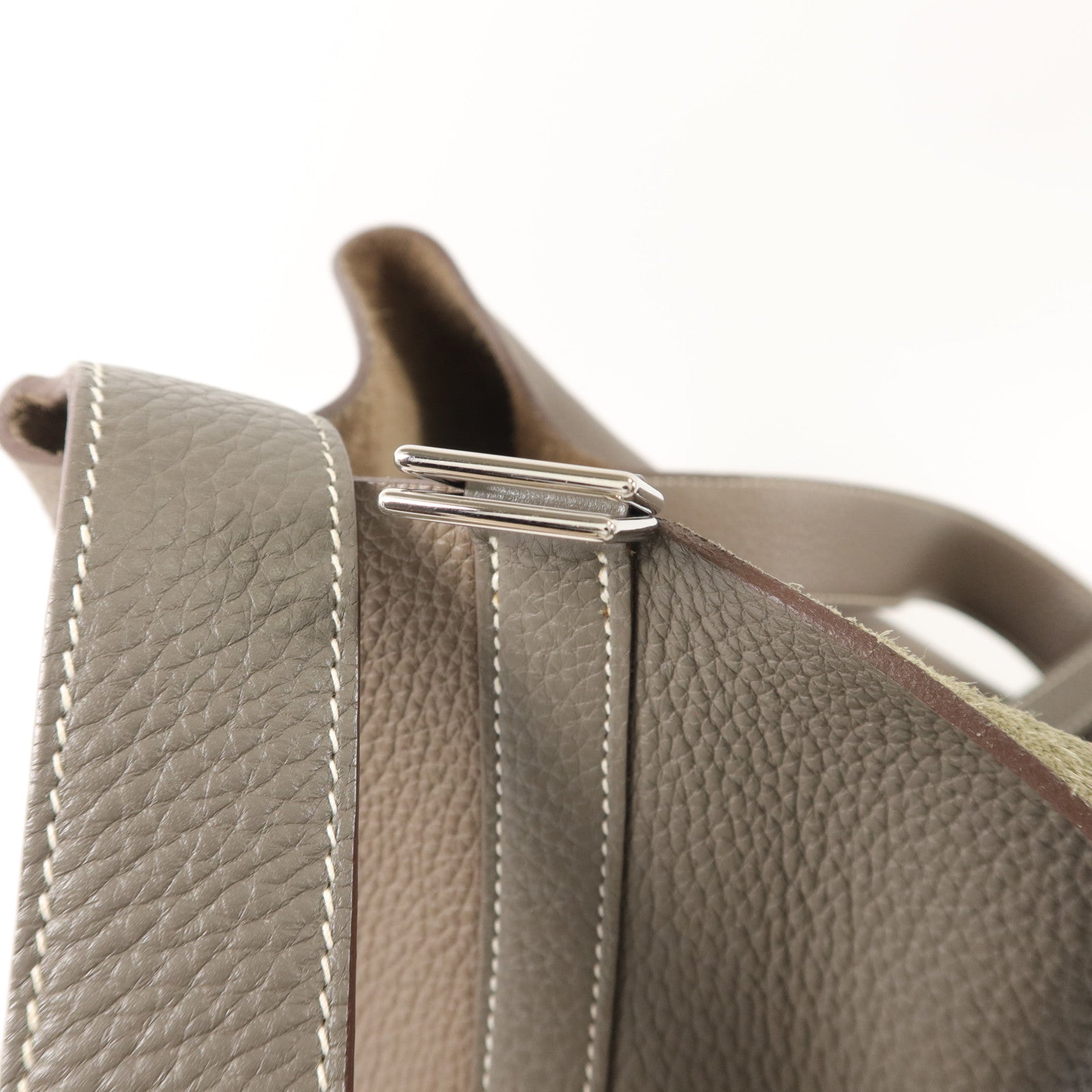 HERMES Clemence皮革Picotin GM手挽袋Etoupe/Etain