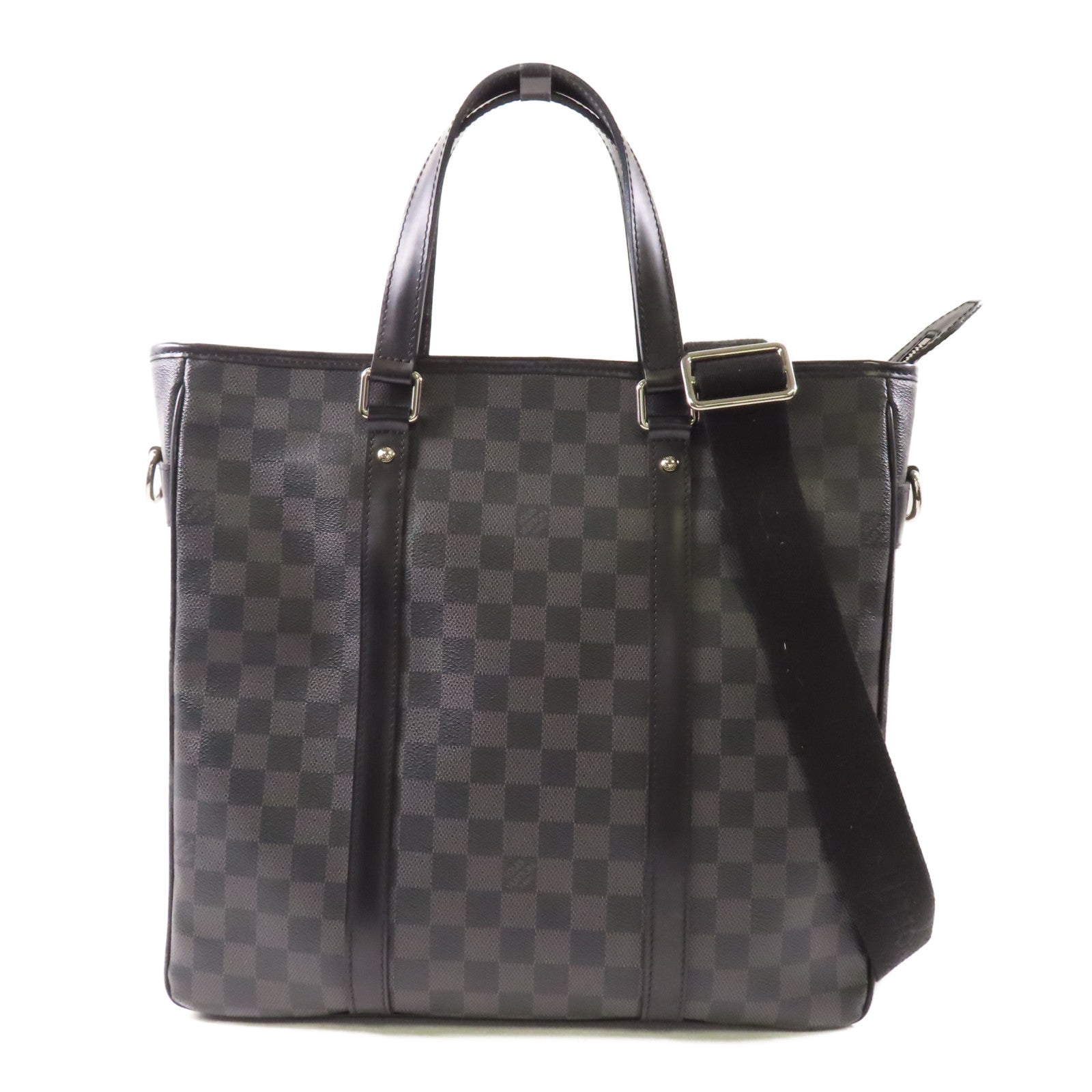 LOUIS VUITTON Damier Graphite Tadao MM銀扣手挽肩背兩用袋