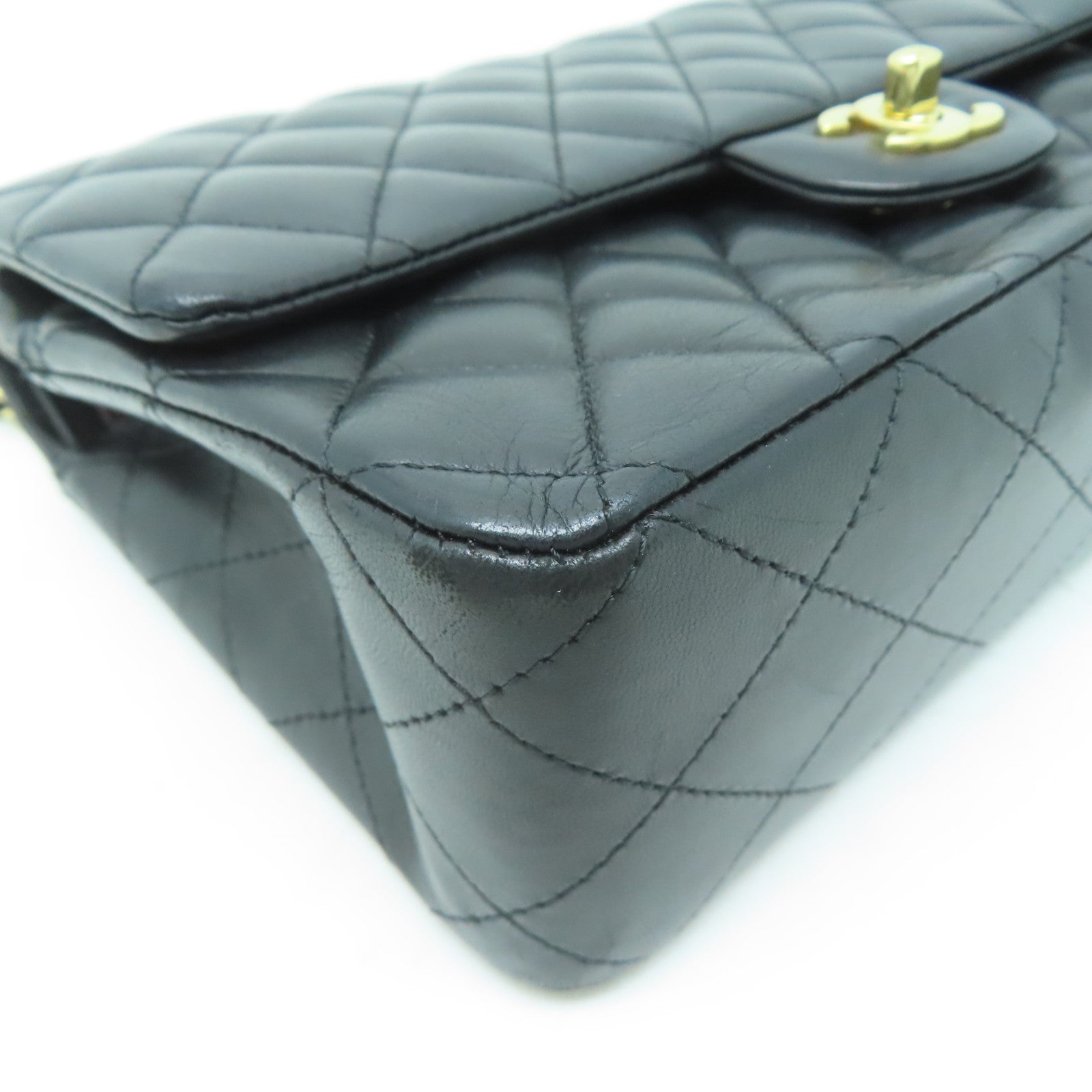 CHANEL 【激減優惠】菱格羊皮皮革Classic 25金扣鏈帶肩背袋黑色