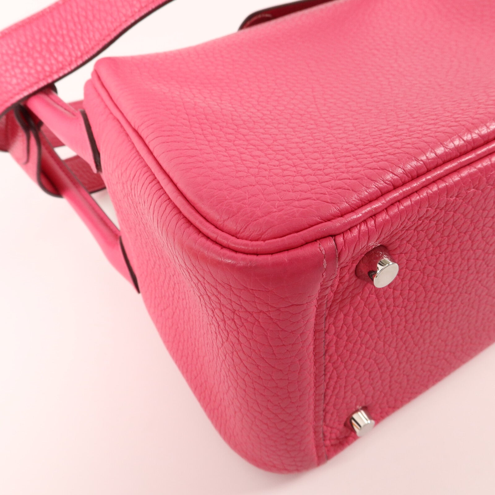 HERMES Clemence皮革Mini Lindy手挽肩背兩用袋Rose Mexico