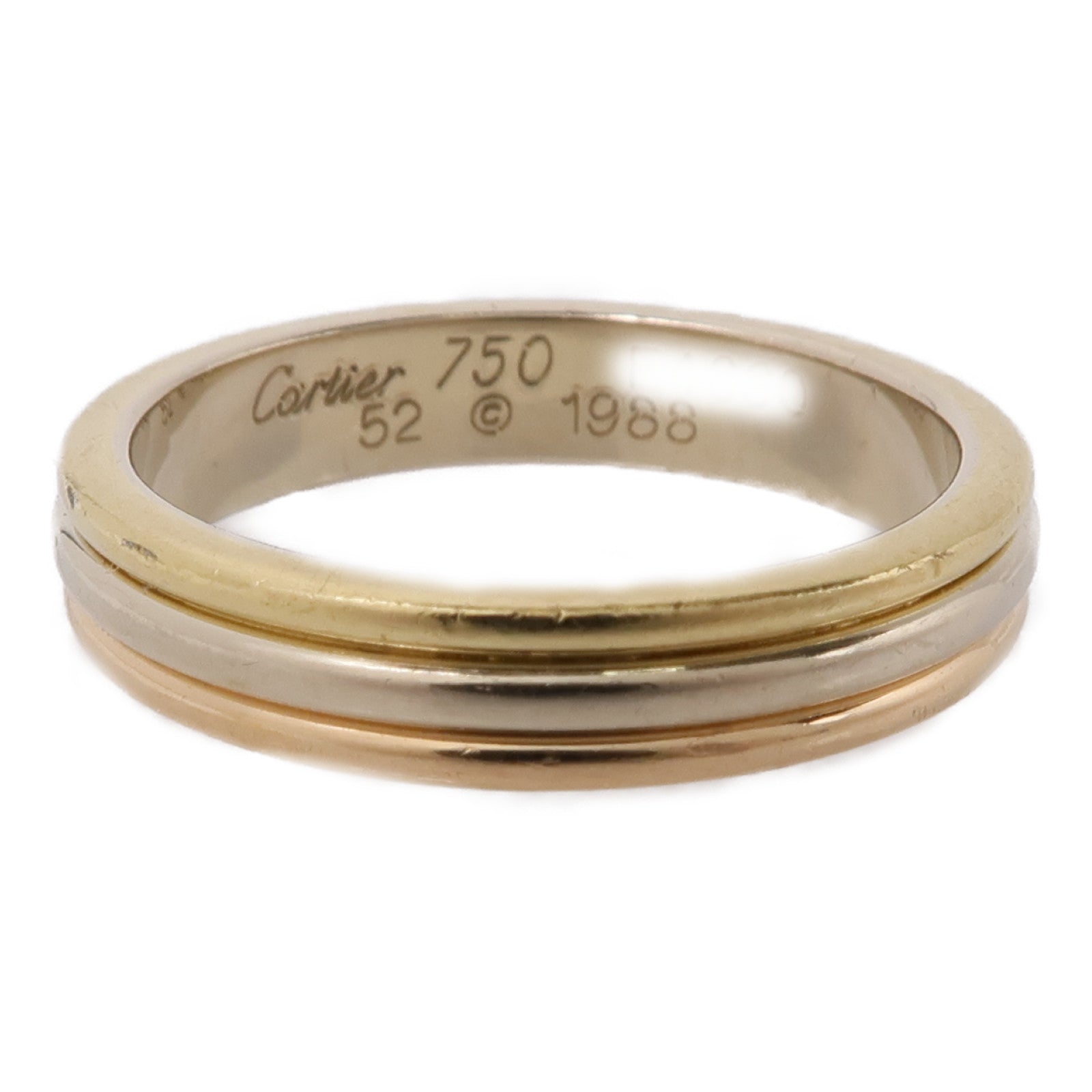 CARTIER 18K黃金/白金/玫瑰金Three Color Ring戒指Cartier#52/US#6