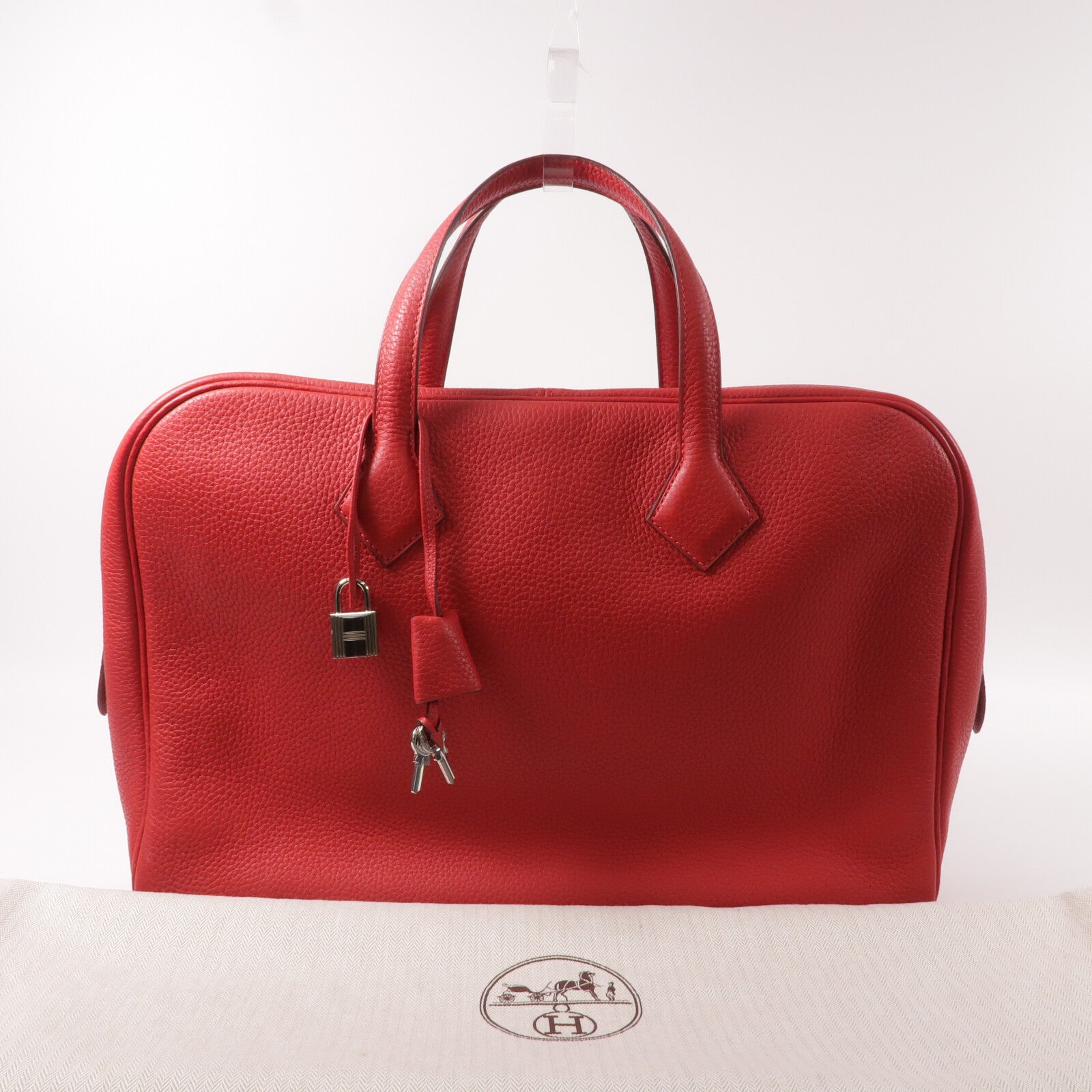 HERMES Clemence皮革Victoria 40手挽袋Rough Casaque