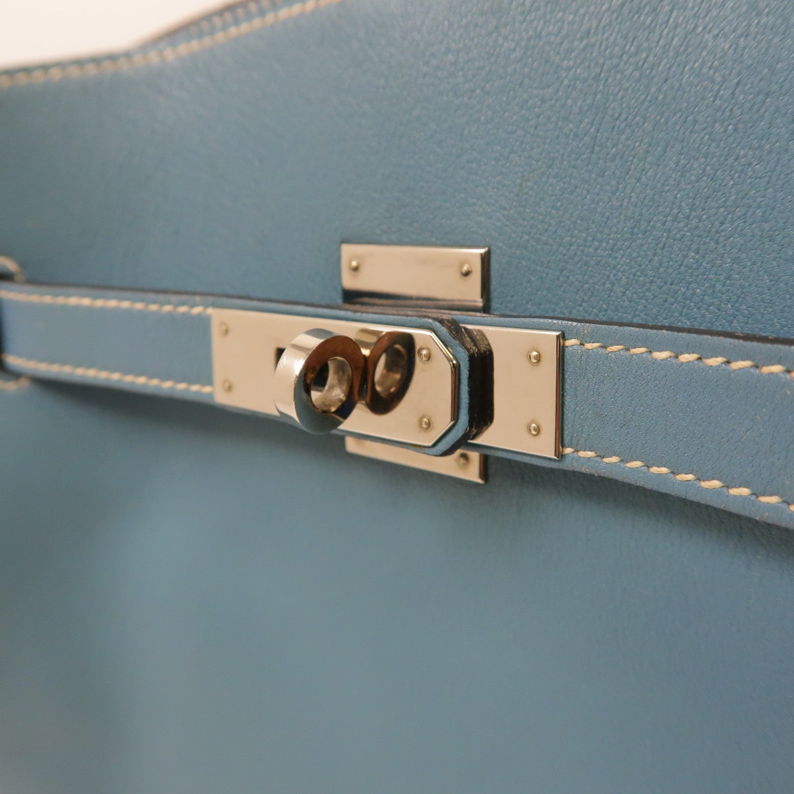 HERMES 【激減優惠】Swift皮革Kelly Sport銀扣肩背袋Bleu Jean牛仔藍色