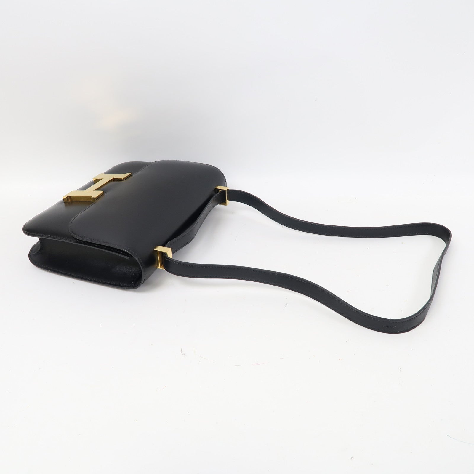 HERMES Box Calf皮革Constance 23金扣肩背袋黑色