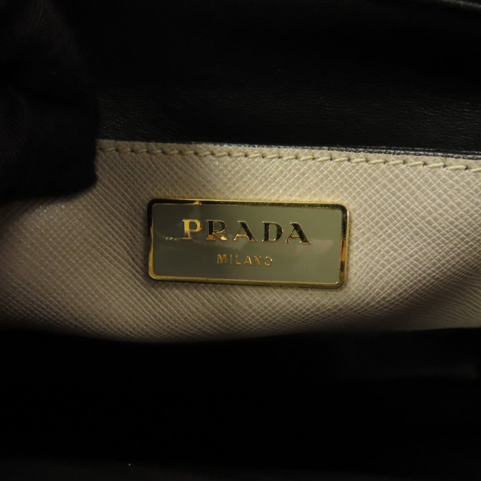 PRADA 牛皮皮革Shoulder Bag金扣手挽肩背兩用袋灰色