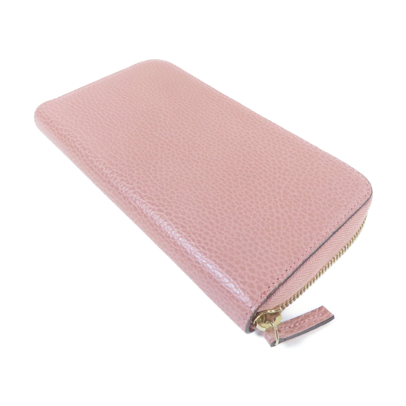 GUCCI **【激減優惠】牛皮皮革Zipper Long Wallet金扣長錢包粉紅色