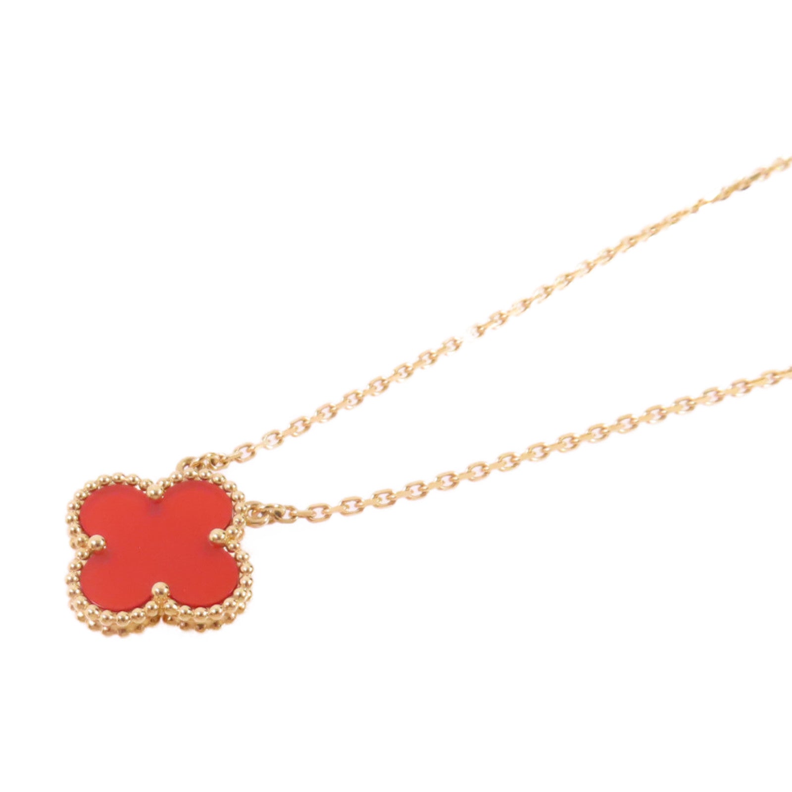 Van Cleef & Arpels 18K玫瑰金/紅玉髓Vintage Alhambra Necklace項鍊