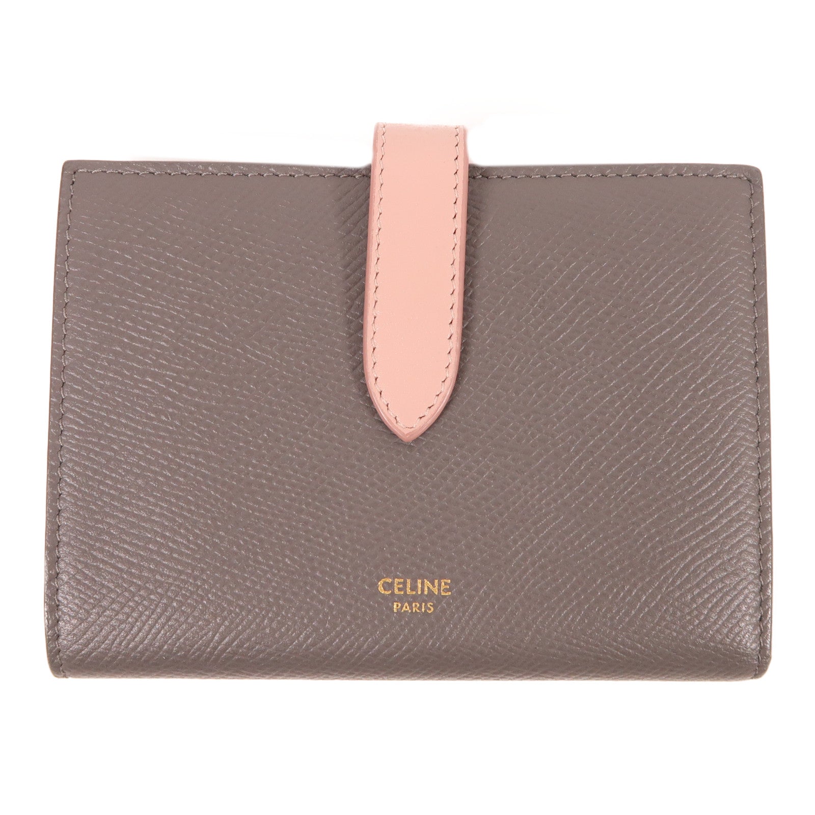 CELINE 牛皮皮革Medium Strap Wallet In Bicolour錢包灰色/粉紅色