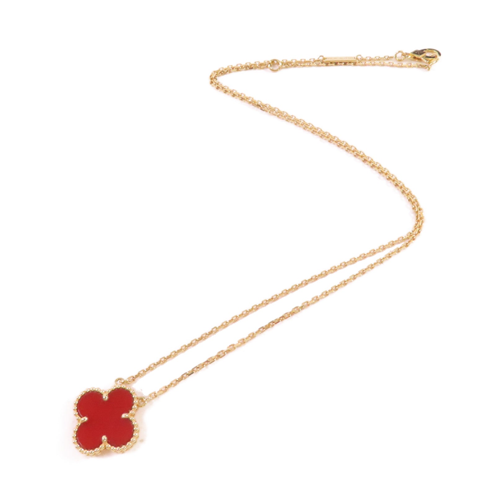 Van Cleef & Arpels 18K玫瑰金/紅玉髓Vintage Alhambra Necklace項鍊