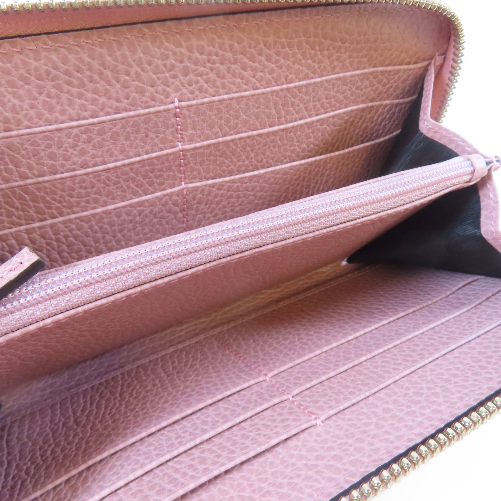 GUCCI **【激減優惠】牛皮皮革Zipper Long Wallet金扣長錢包粉紅色