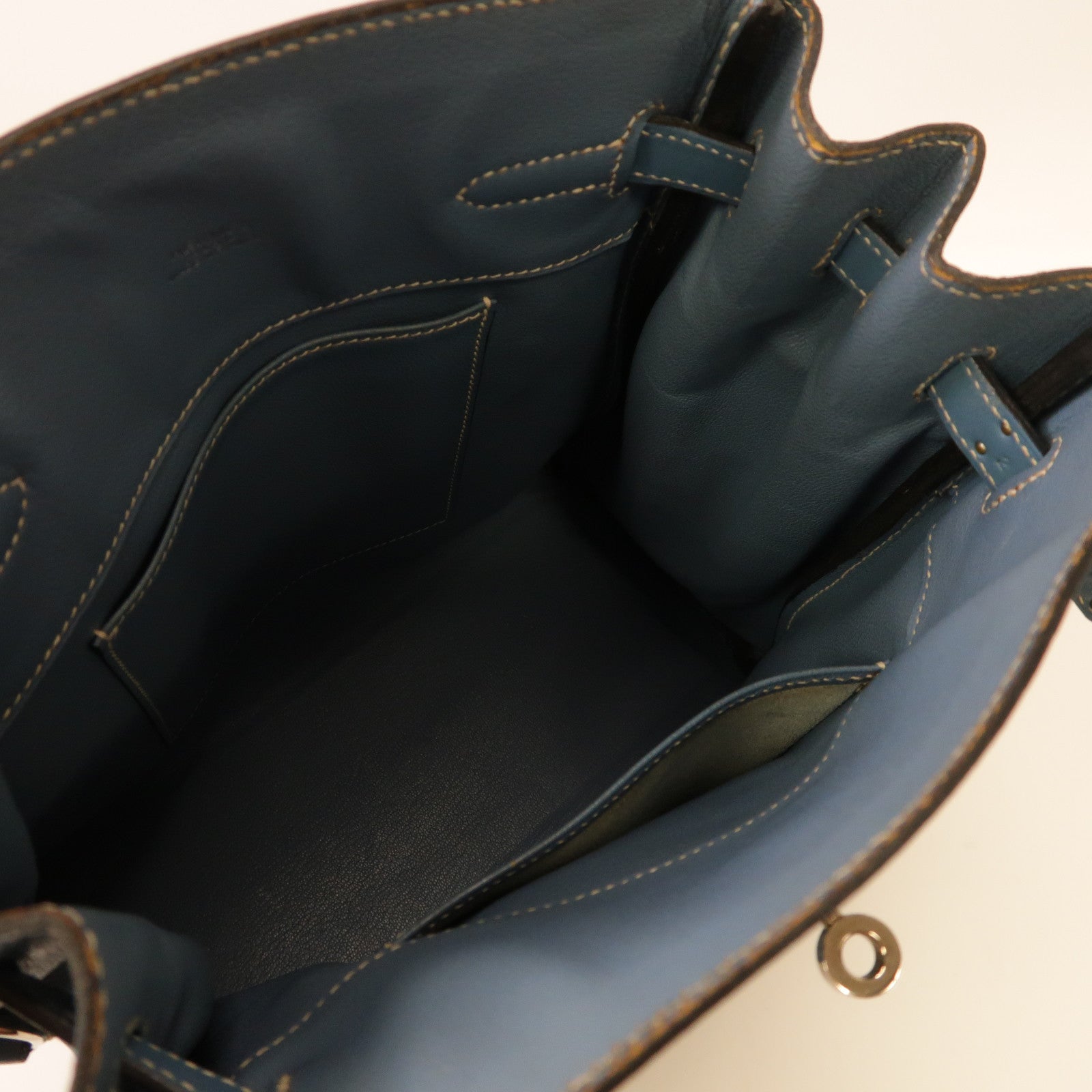 HERMES 【激減優惠】Swift皮革Kelly Sport銀扣肩背袋Bleu Jean牛仔藍色