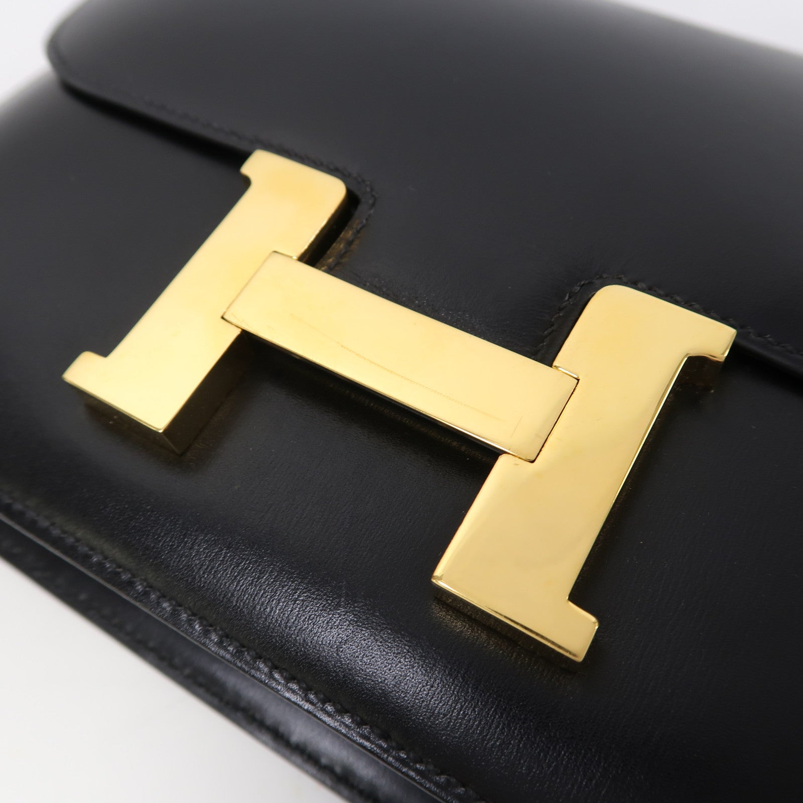 HERMES Box Calf皮革Constance 23金扣肩背袋黑色