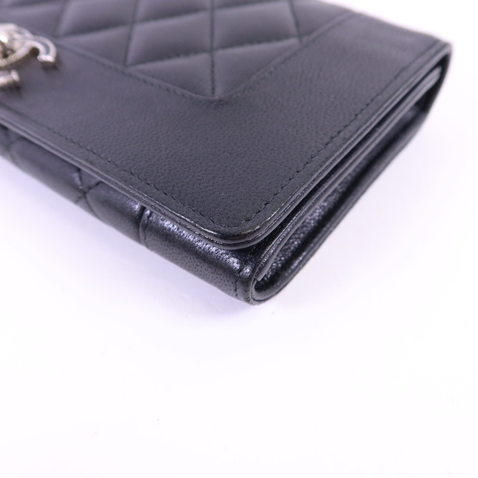 CHANEL 牛皮皮革Long Wallet銀扣長錢包