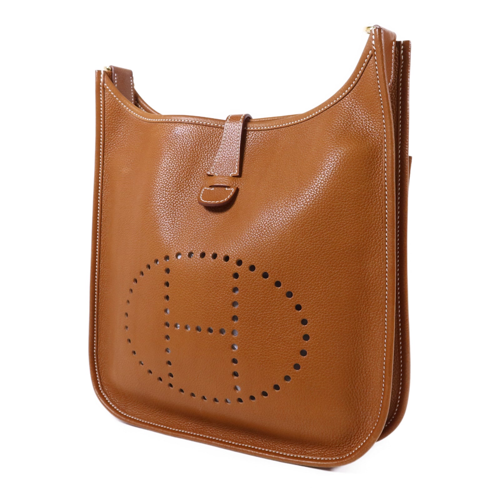 HERMES Barenia Foubourg皮革Evelyne PM金扣肩背袋Gold