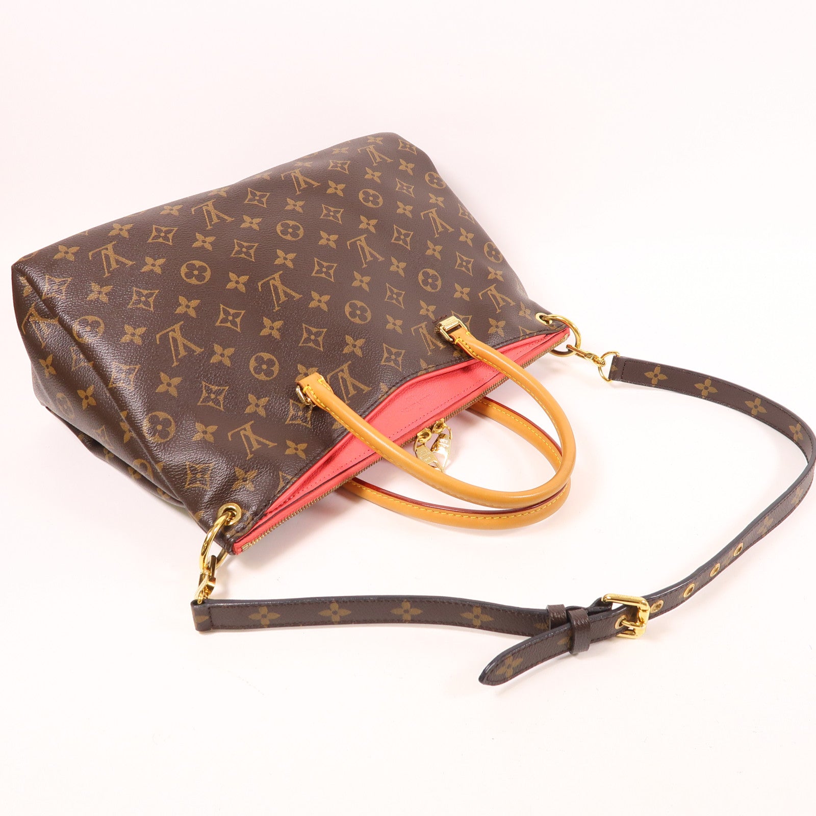 LOUIS VUITTON Monogram Pallas金扣手挽肩背兩用袋棕色