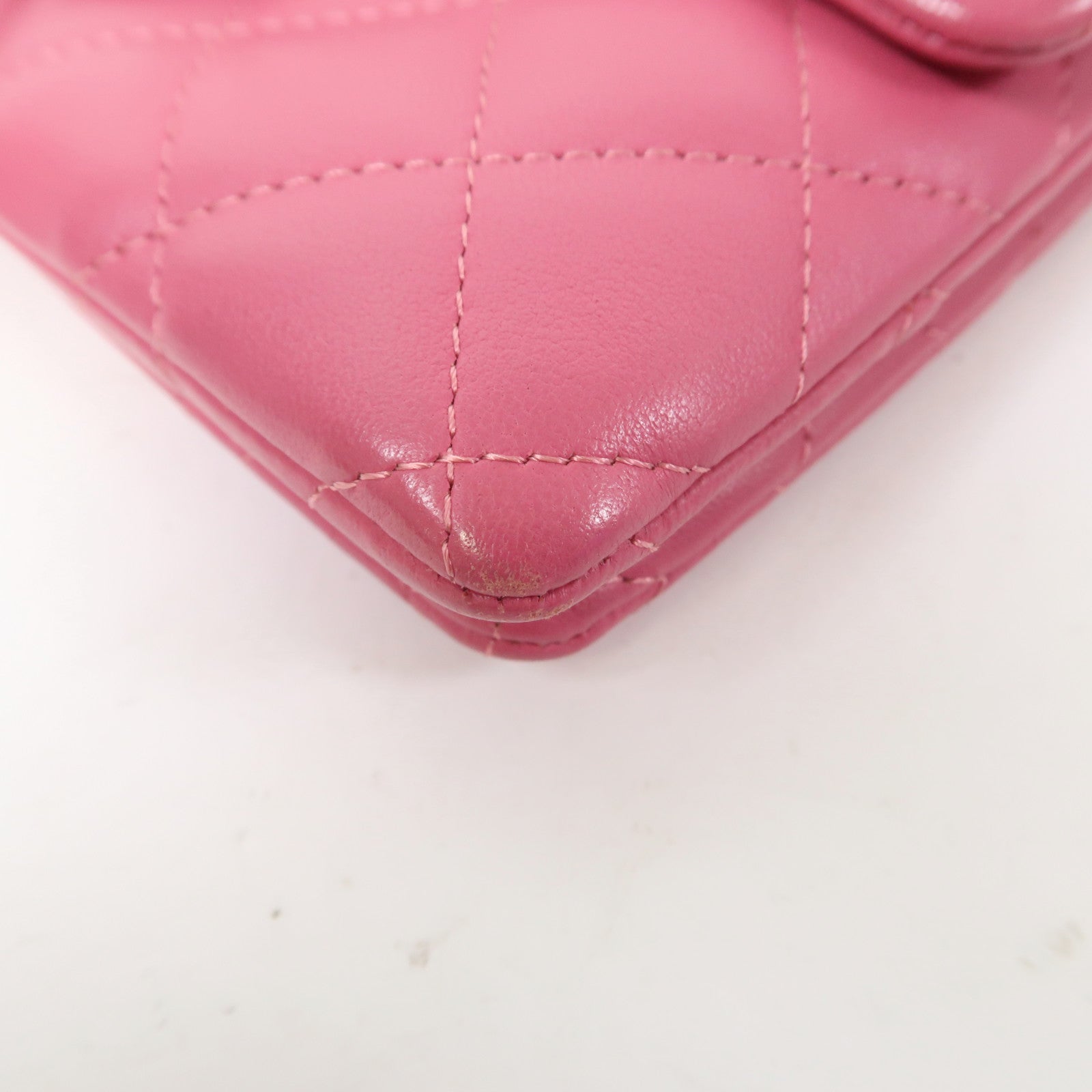 CHANEL 菱格羊皮皮革Chain Shoulder金扣鏈帶肩背袋粉紅色