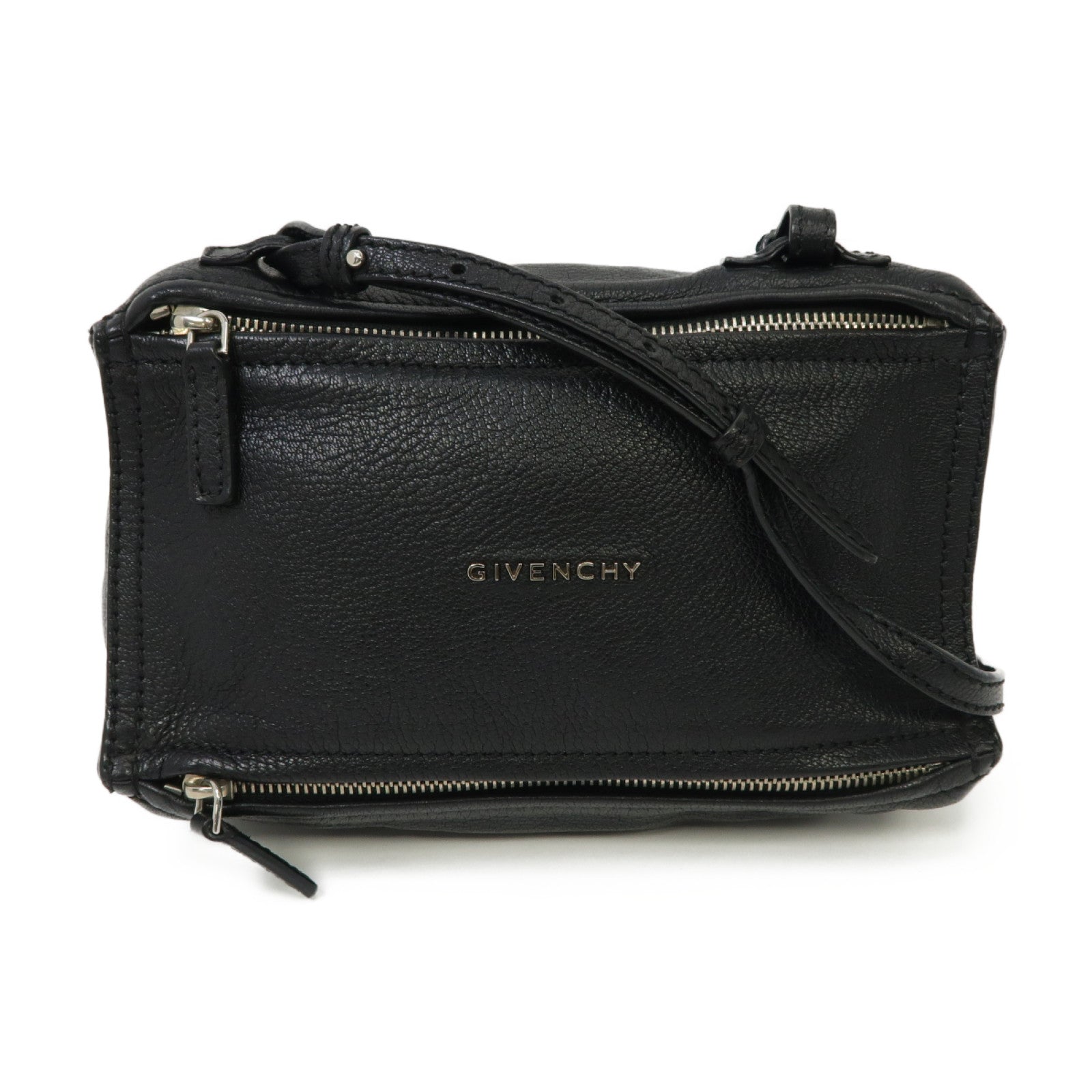 GIVENCHY 【激減優惠】牛皮皮革Pandora銀扣肩背袋黑色