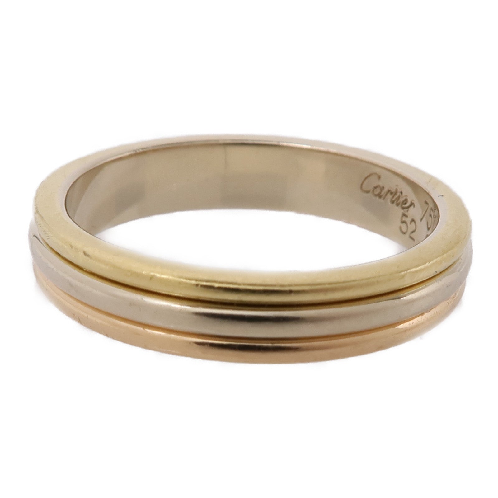 CARTIER 18K黃金/白金/玫瑰金Three Color Ring戒指Cartier#52/US#6