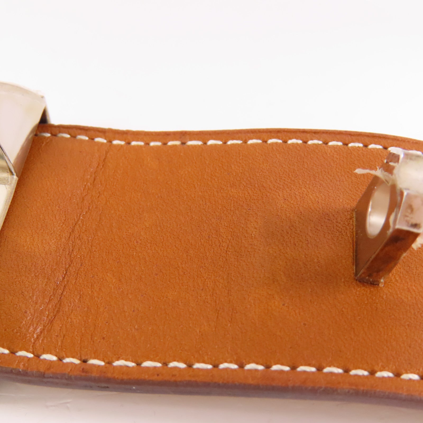 HERMES Swift皮革Collier de Chien銀扣手鐲Gold