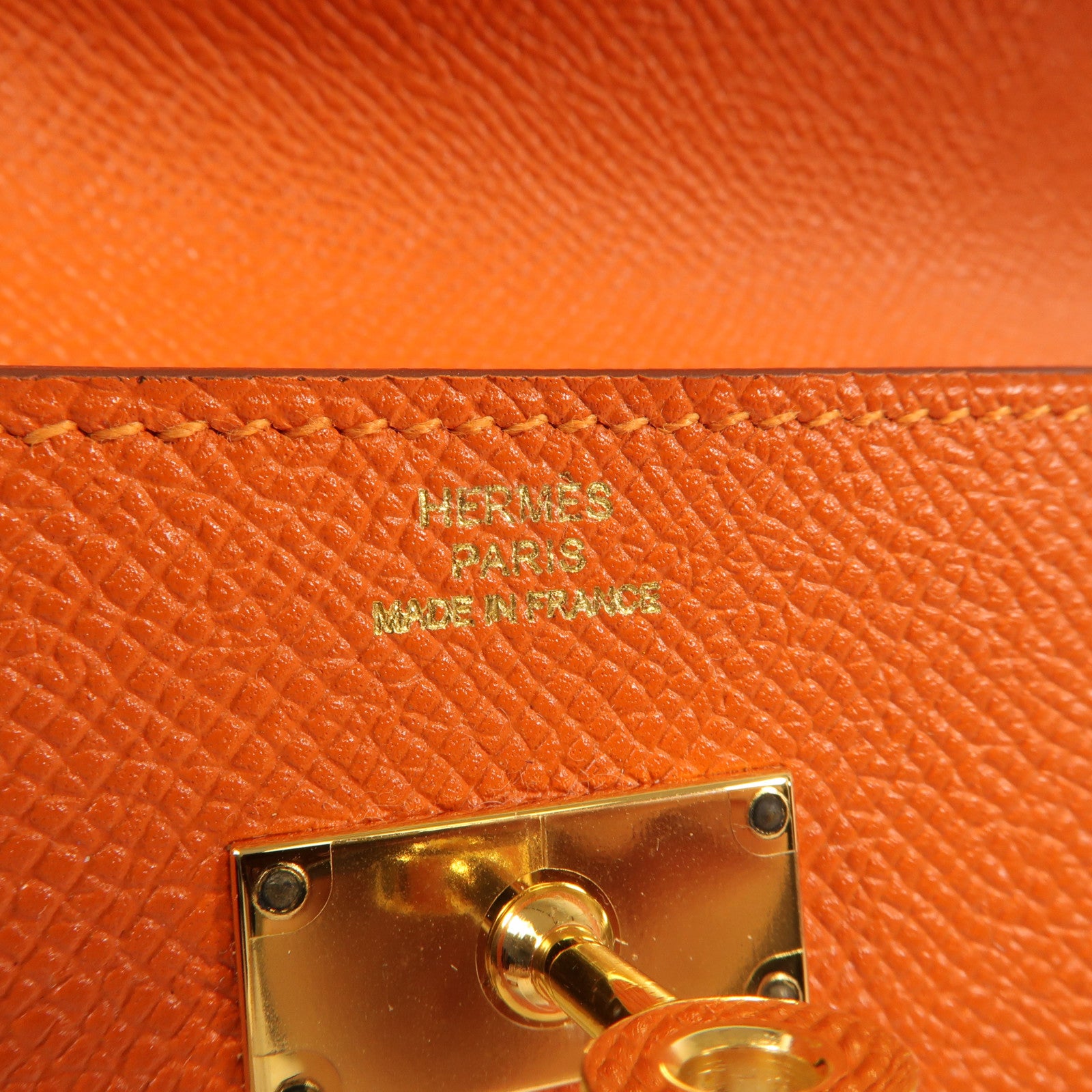 HERMES Epsom皮革Kelly Long Wallet銀扣長錢包Orange