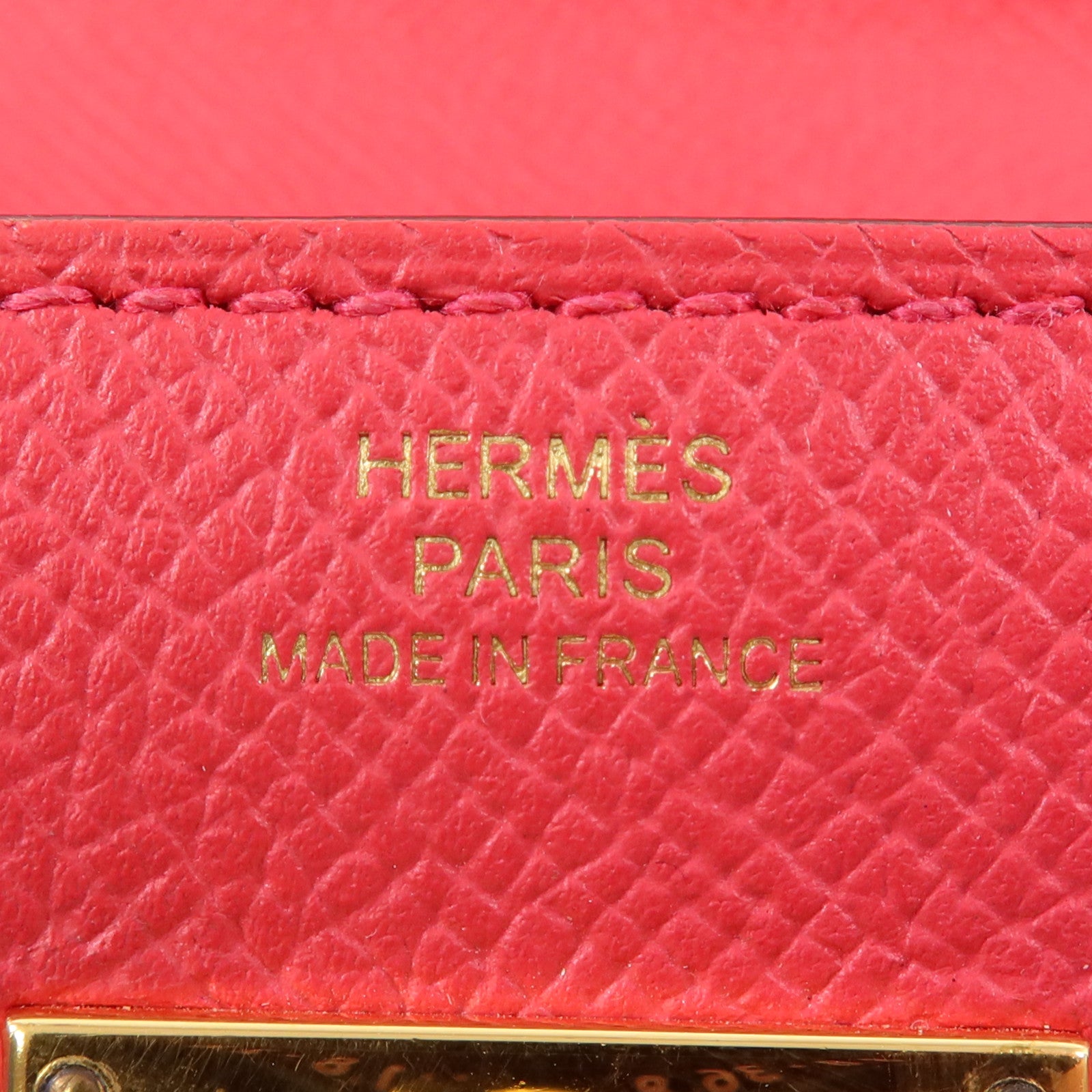 HERMES 【激減優惠】Epsom皮革Kelly Long Wallet金扣長錢包Rose De Coeur