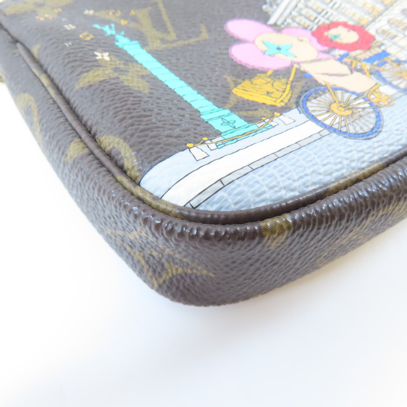 LOUIS VUITTON Monogram Mini Pochette Accessoires金扣鏈帶手挽袋啡色