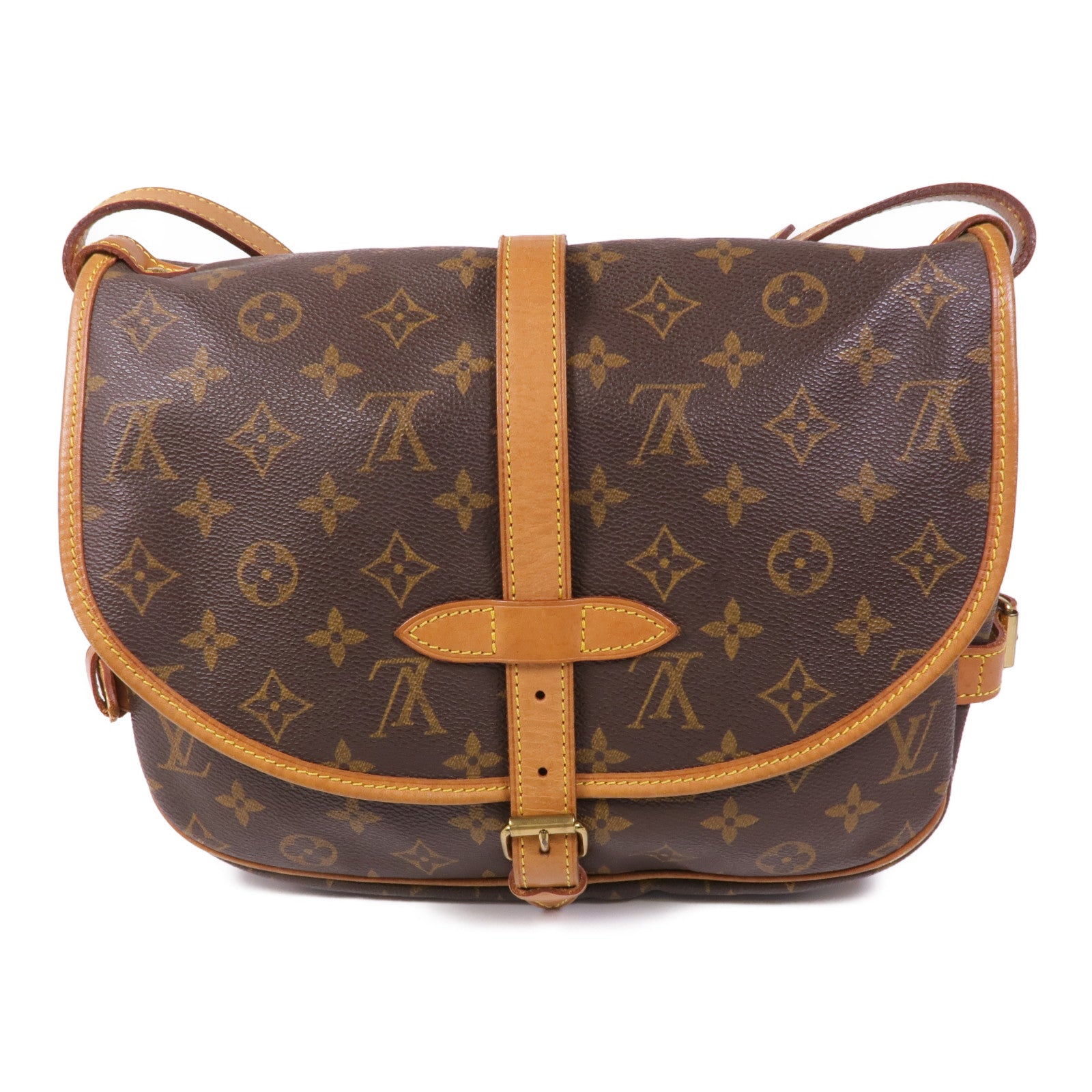 LOUIS VUITTON Monogram Saumur 30金扣肩背袋棕色