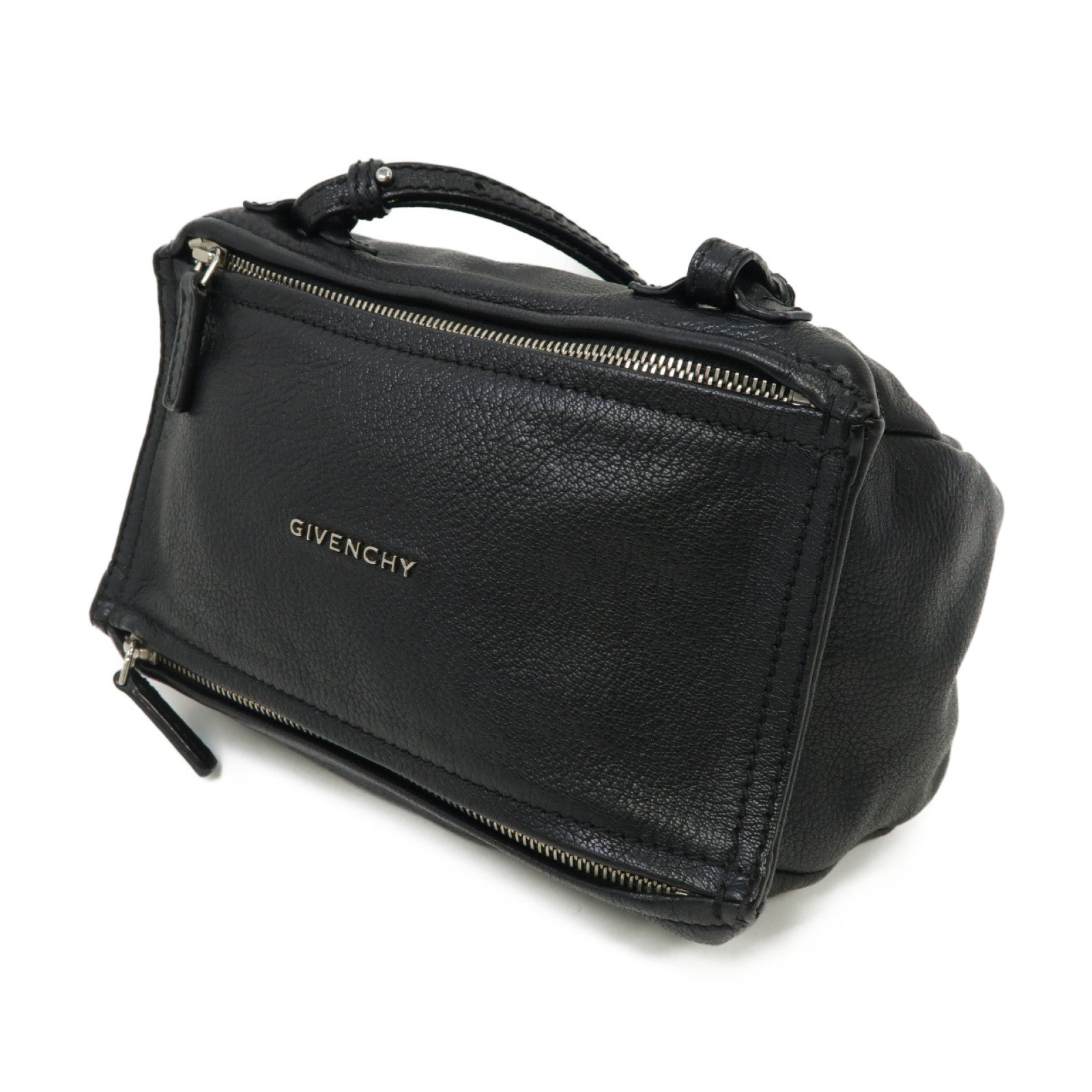 GIVENCHY 【激減優惠】牛皮皮革Pandora銀扣肩背袋黑色