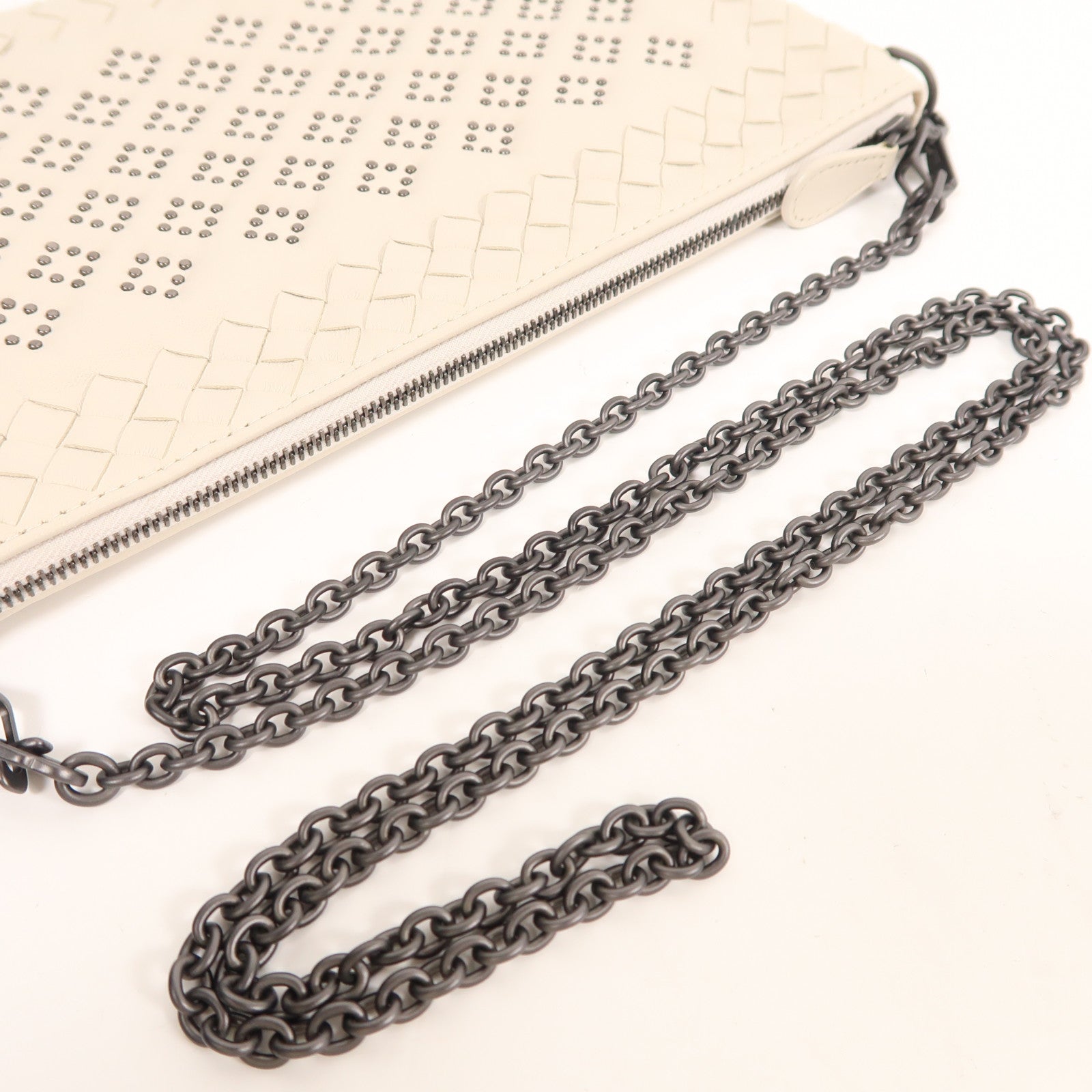 BOTTEGA VENETA 羊皮皮革Chain Shoulder鏈帶肩背袋白色