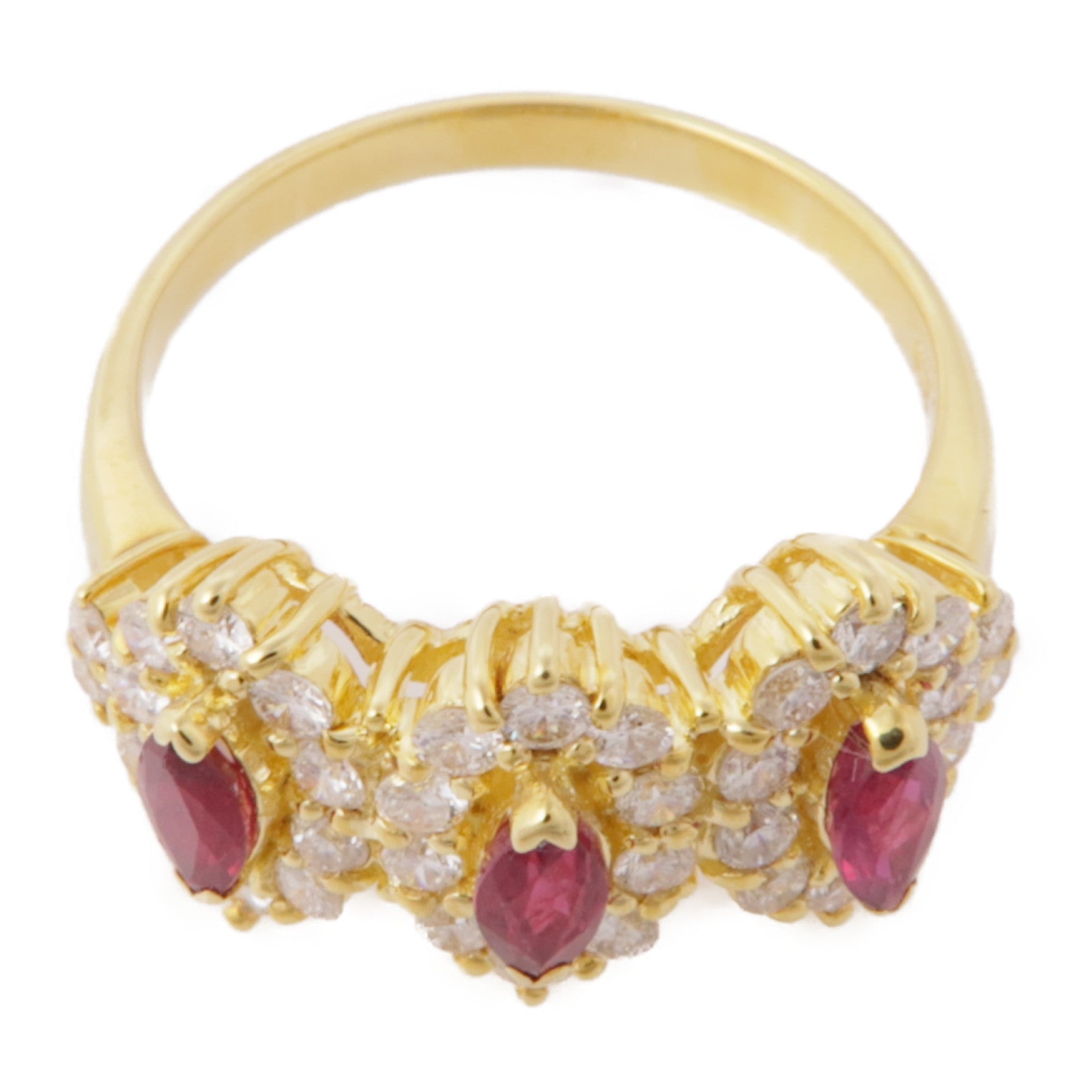 JEWELRY 【激減優惠】18K黃金Ruby/Diamond Ring紅寶石/鑽石戒指US#7.5
