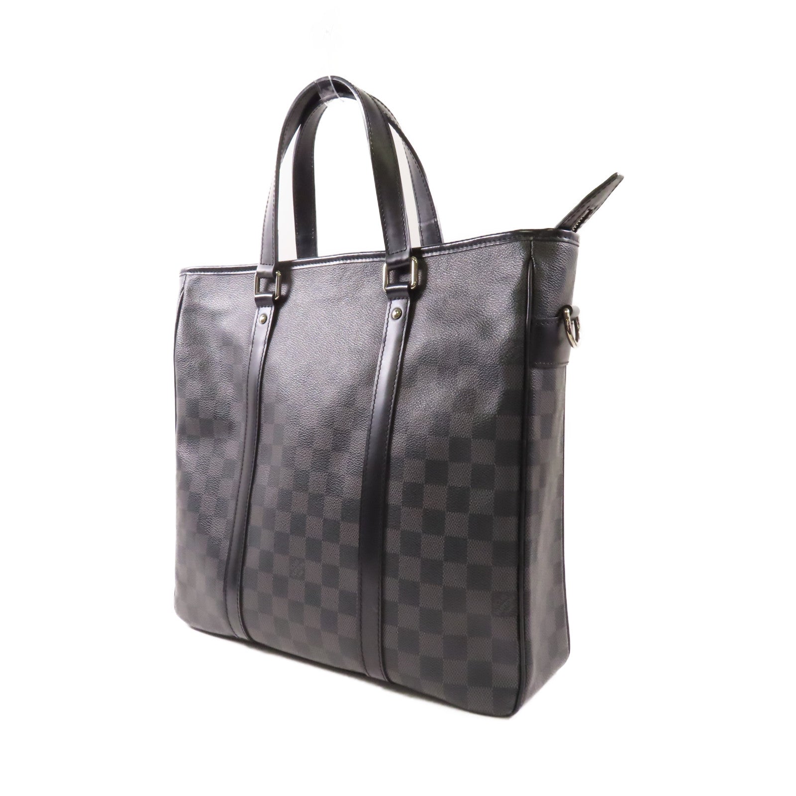 LOUIS VUITTON Damier Graphite Tadao MM銀扣手挽肩背兩用袋