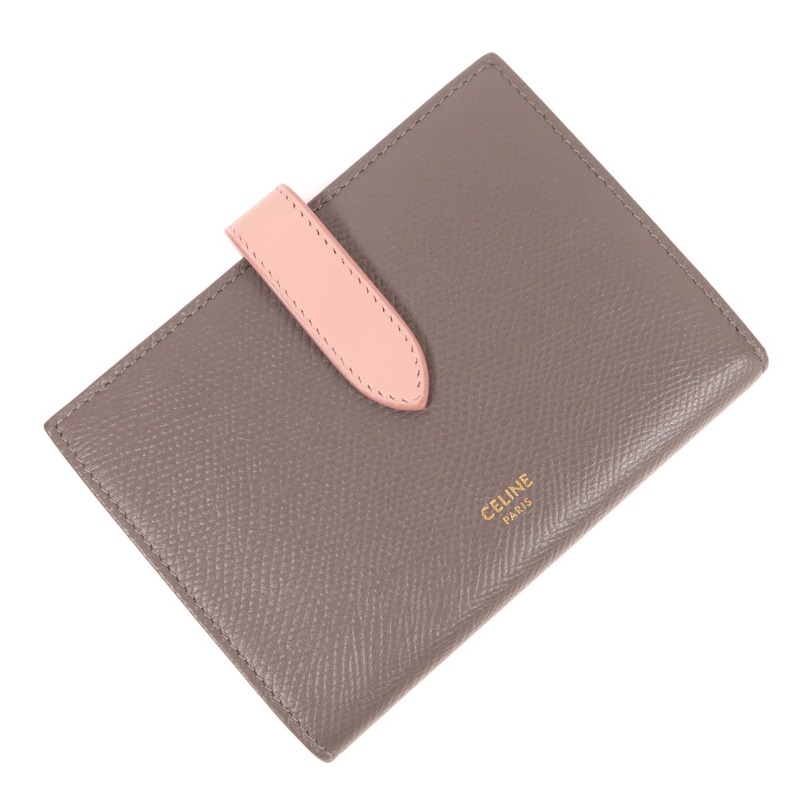 CELINE 牛皮皮革Medium Strap Wallet In Bicolour錢包灰色/粉紅色