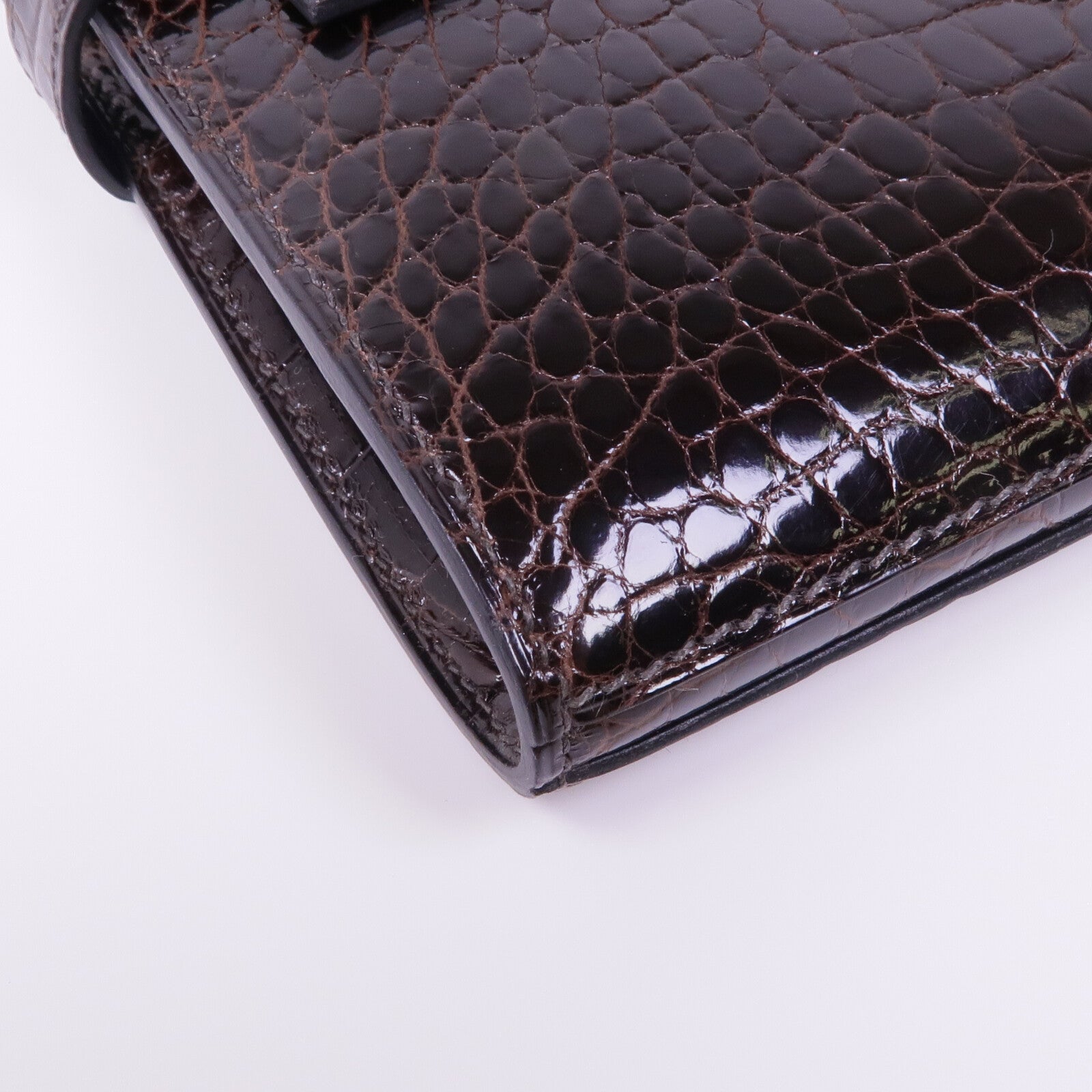 HERMES 【激減優惠】Alligator皮革Kelly Long Wallet金扣長錢包