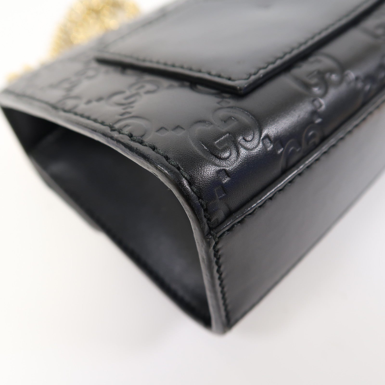 GUCCI 【激減優惠】皮革Padlock金扣鏈帶肩背袋黑色