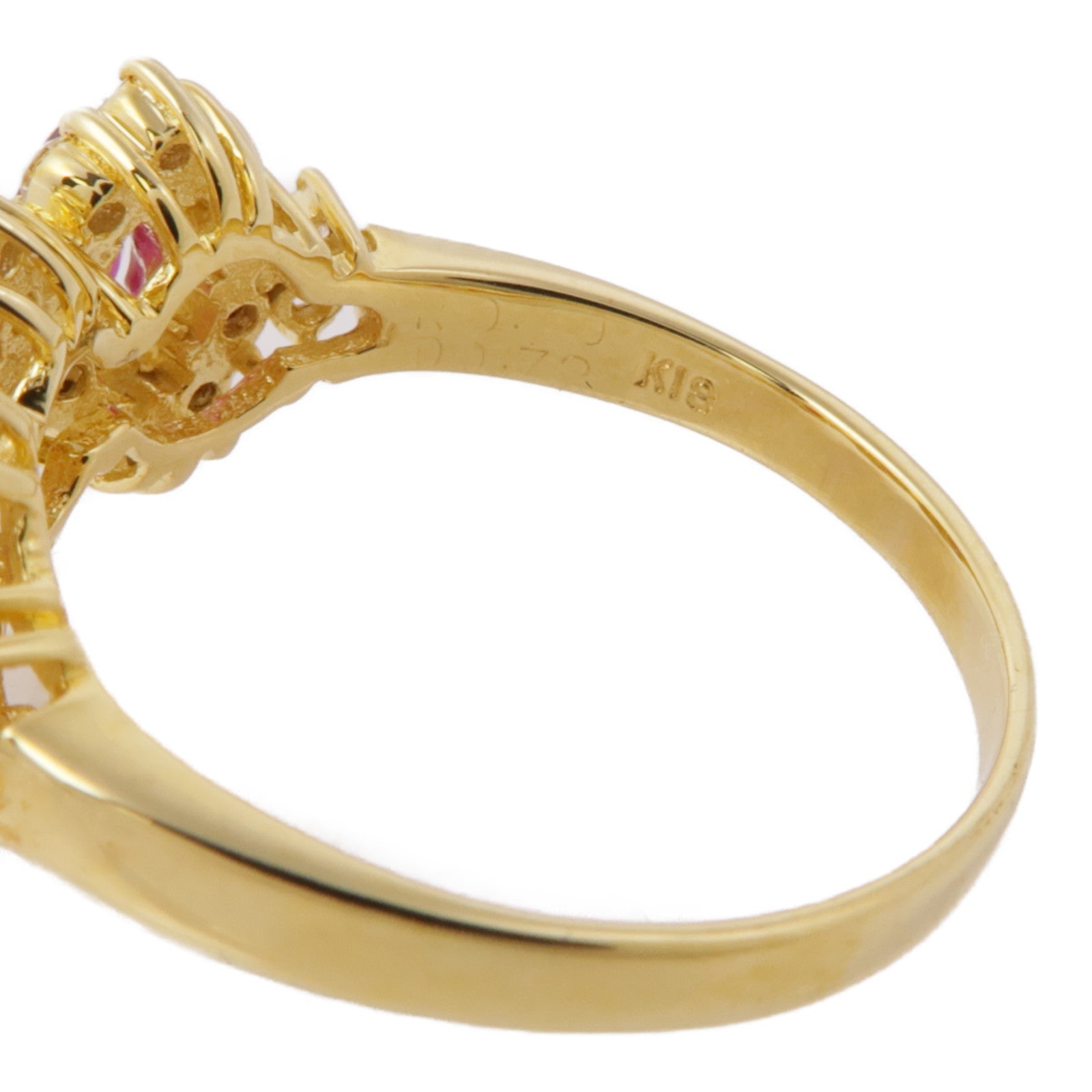 JEWELRY 【激減優惠】18K黃金Ruby/Diamond Ring紅寶石/鑽石戒指US#7.5