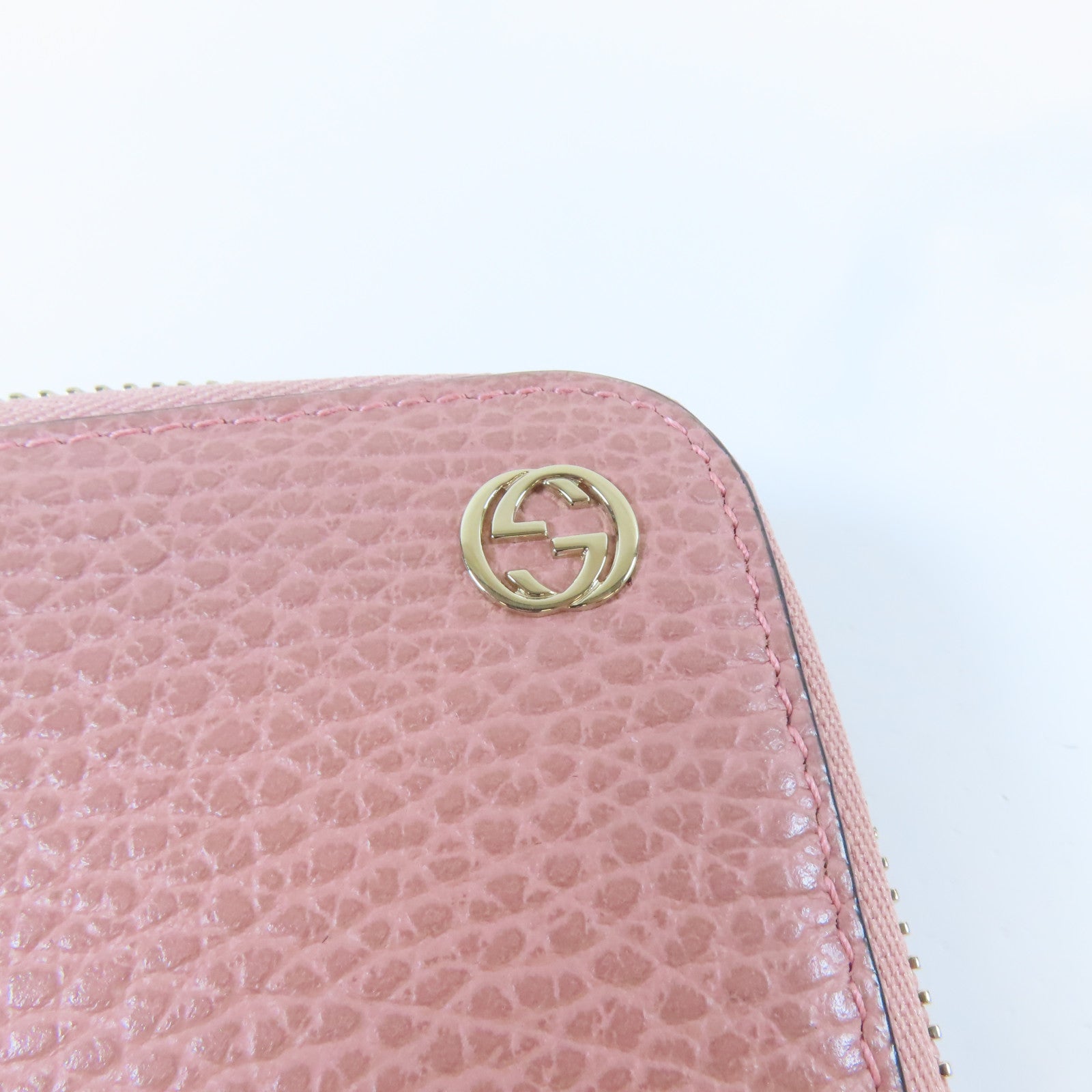 GUCCI **【激減優惠】牛皮皮革Zipper Long Wallet金扣長錢包粉紅色
