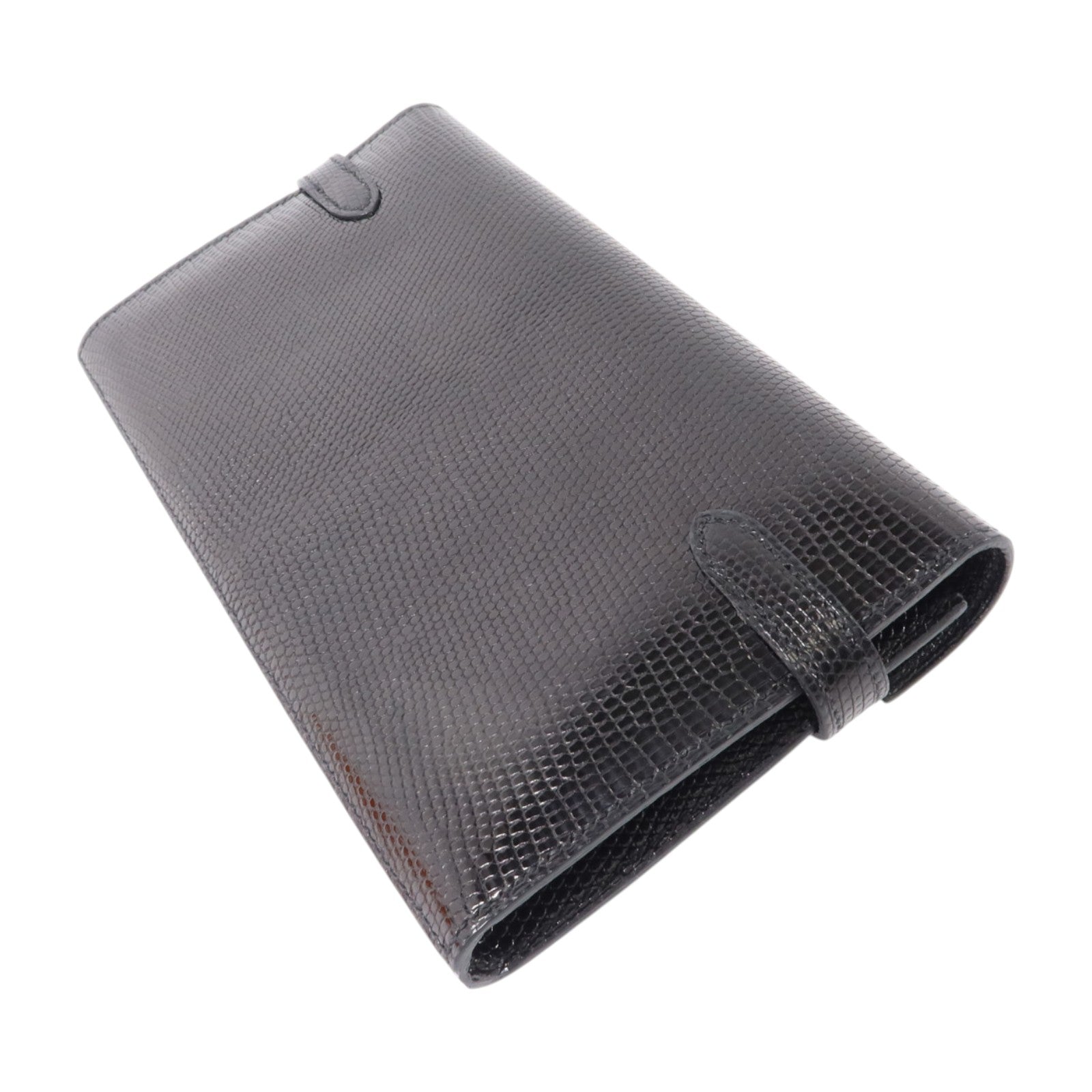 HERMES 蜥蝪皮革Kelly Long Wallet銀扣長錢包Noir