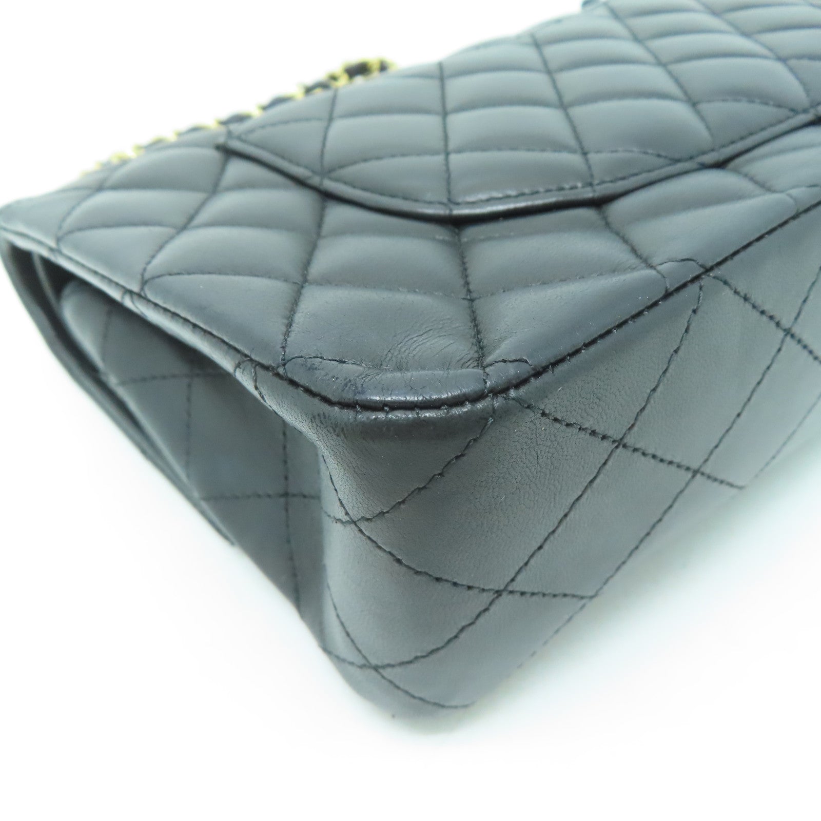 CHANEL 【激減優惠】菱格羊皮皮革Classic 25金扣鏈帶肩背袋黑色
