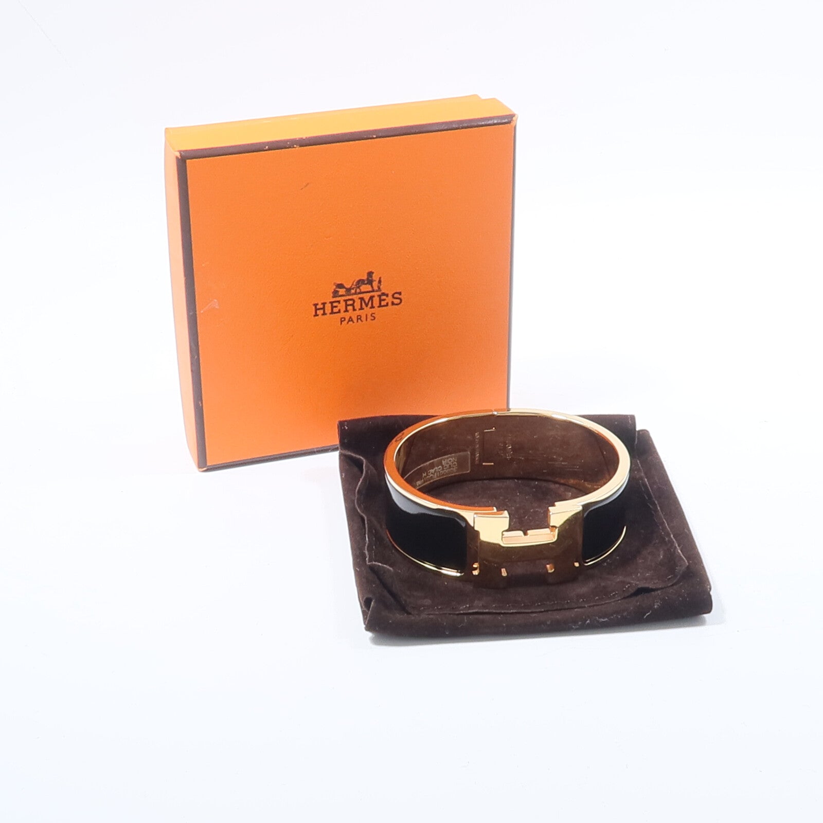 HERMES 金屬/琺瑯Clic Clac H Bracelet手鐲Noir
