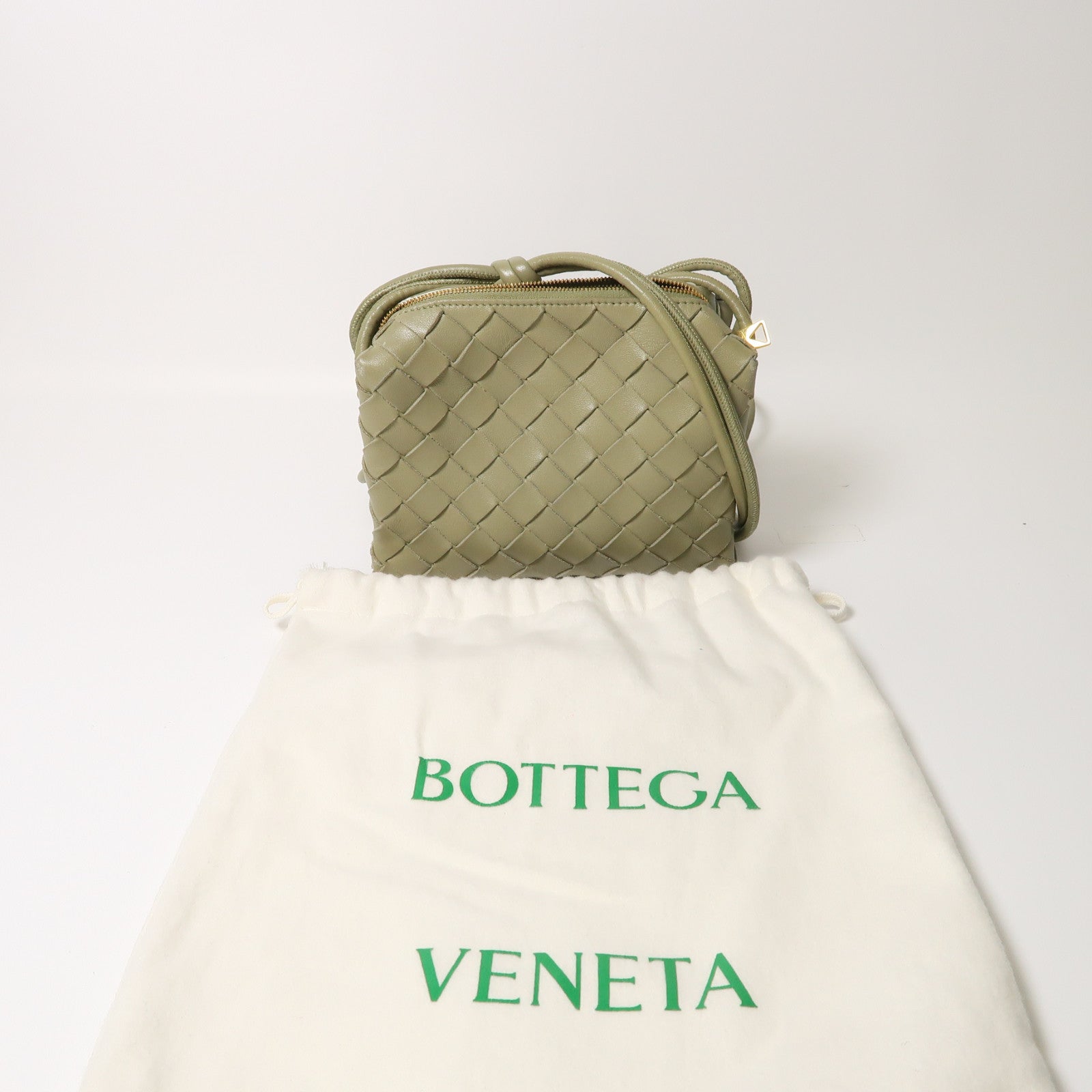 BOTTEGA VENETA 織紋皮革Shoulder Bag金扣肩背袋綠色
