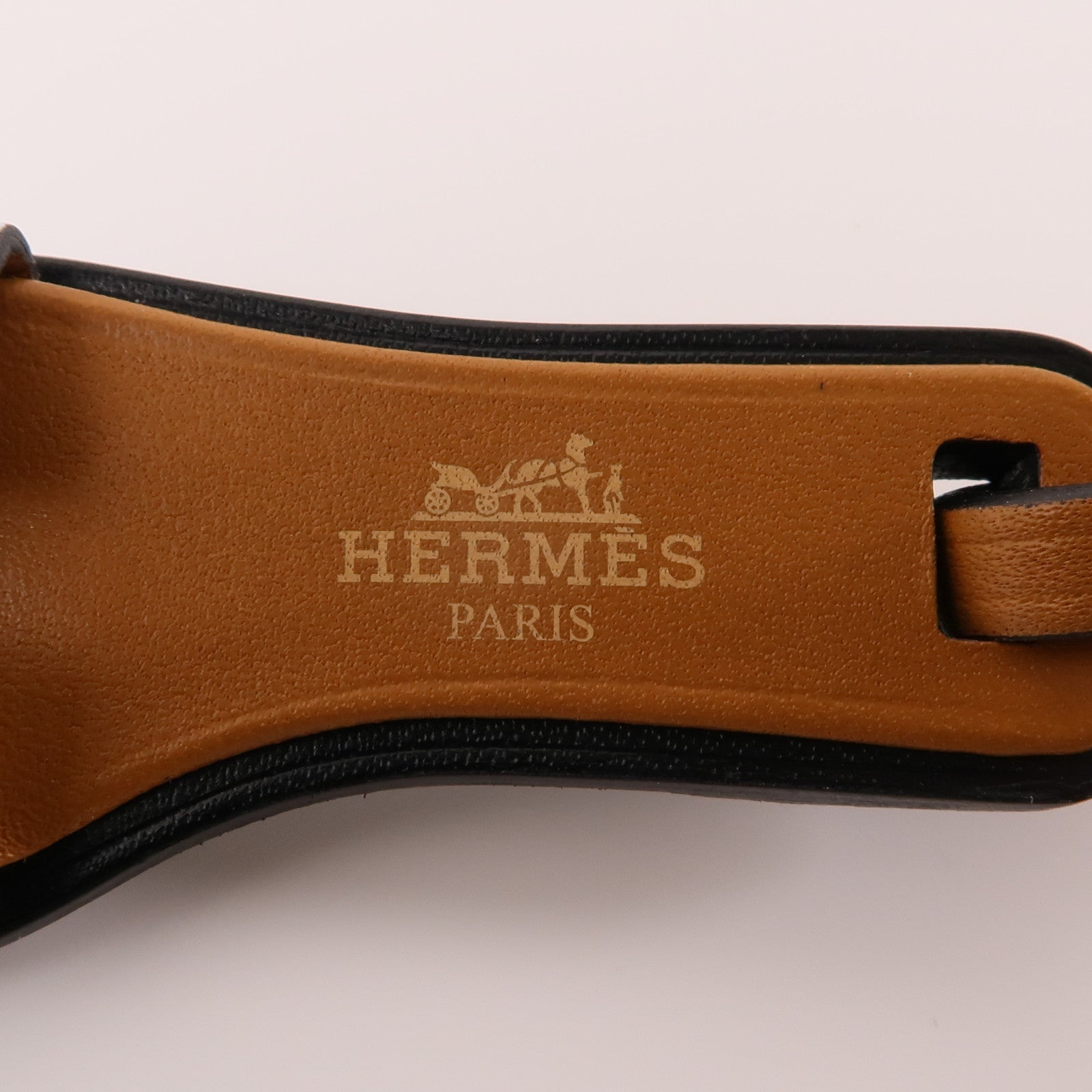 HERMES Epsom皮革Oran Nano Charm掛飾棕色/淺藍色
