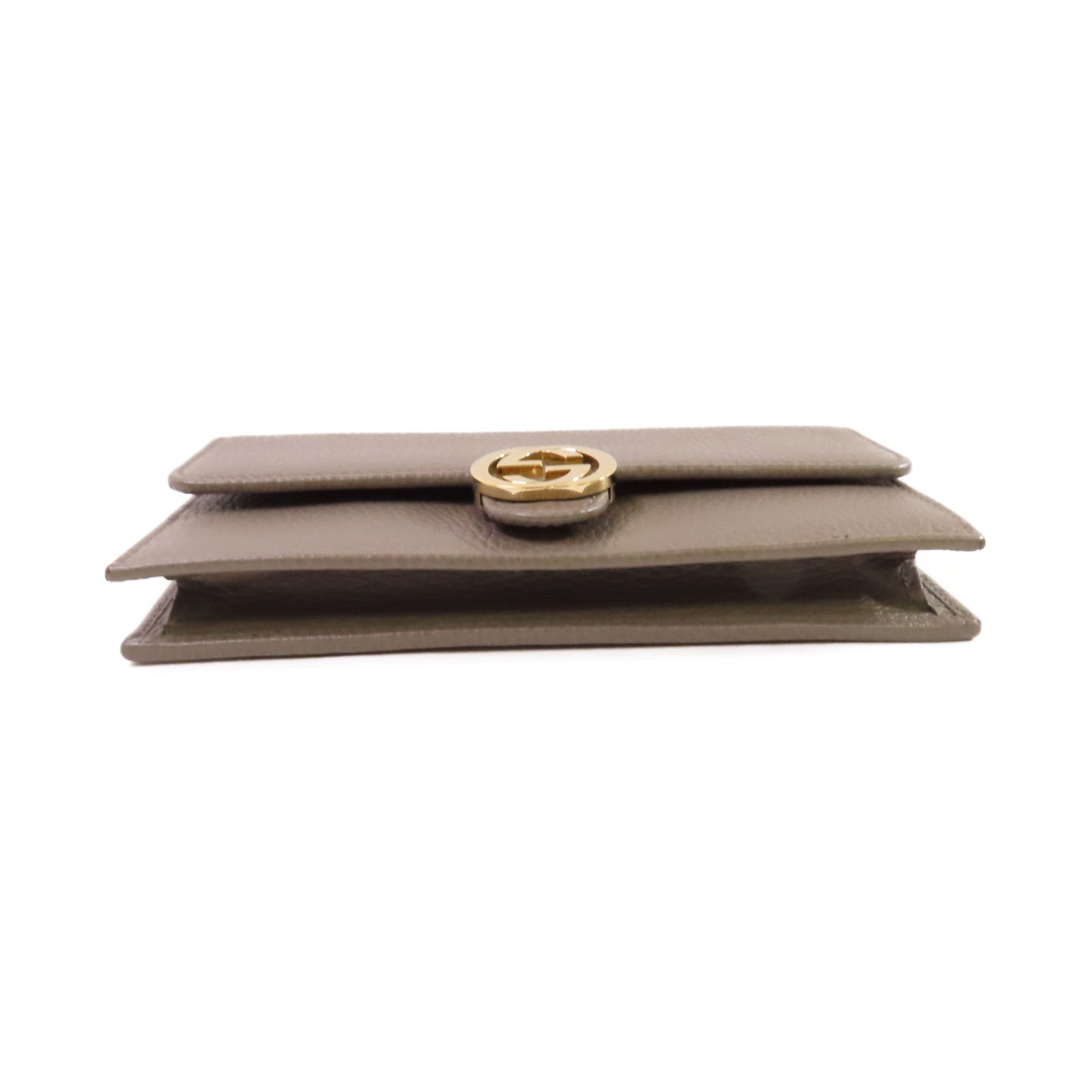 GUCCI 牛皮皮革GG Interlocking Wallet On Chain Shoulder Bag金扣鏈帶肩背袋灰色
