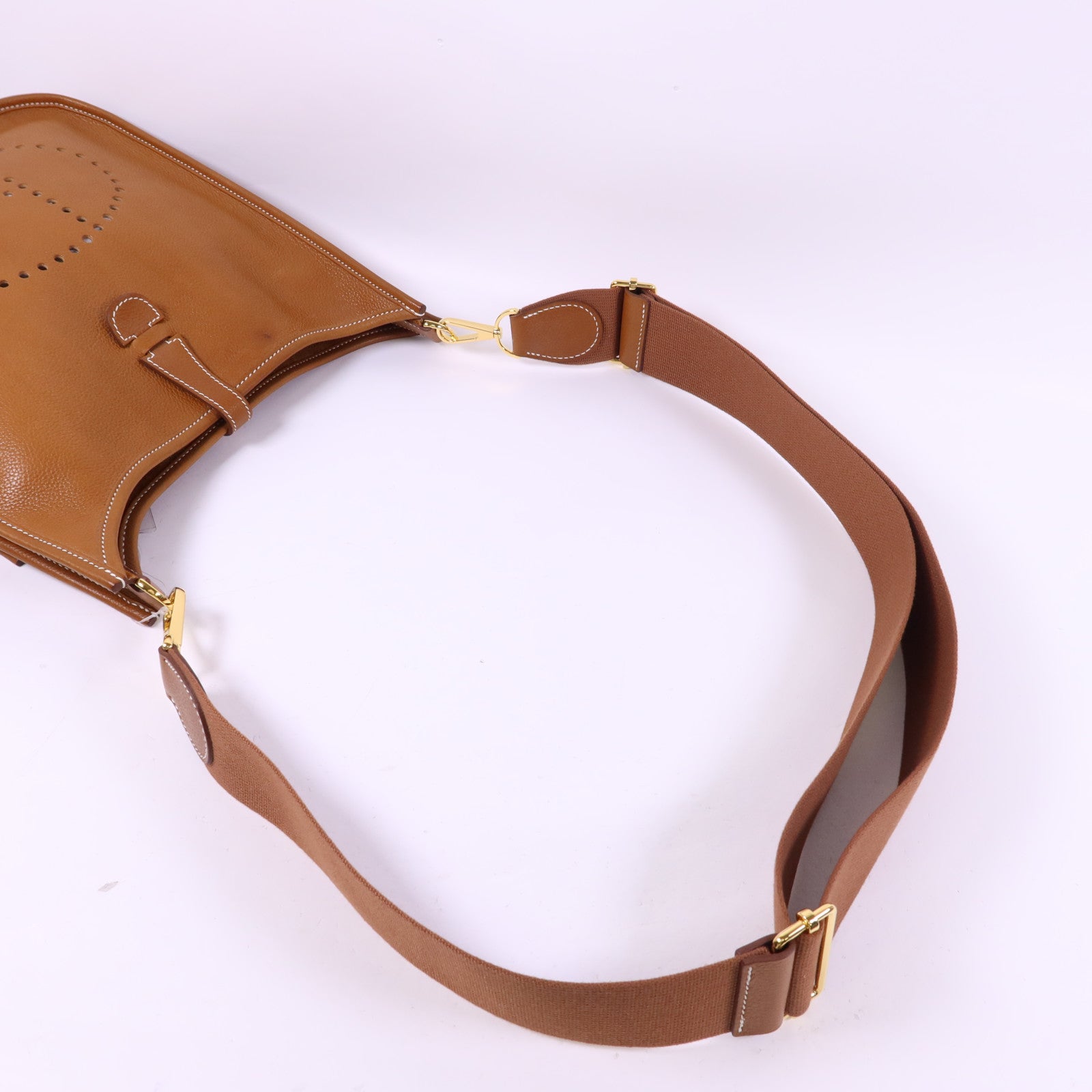 HERMES Barenia Foubourg皮革Evelyne PM金扣肩背袋Gold