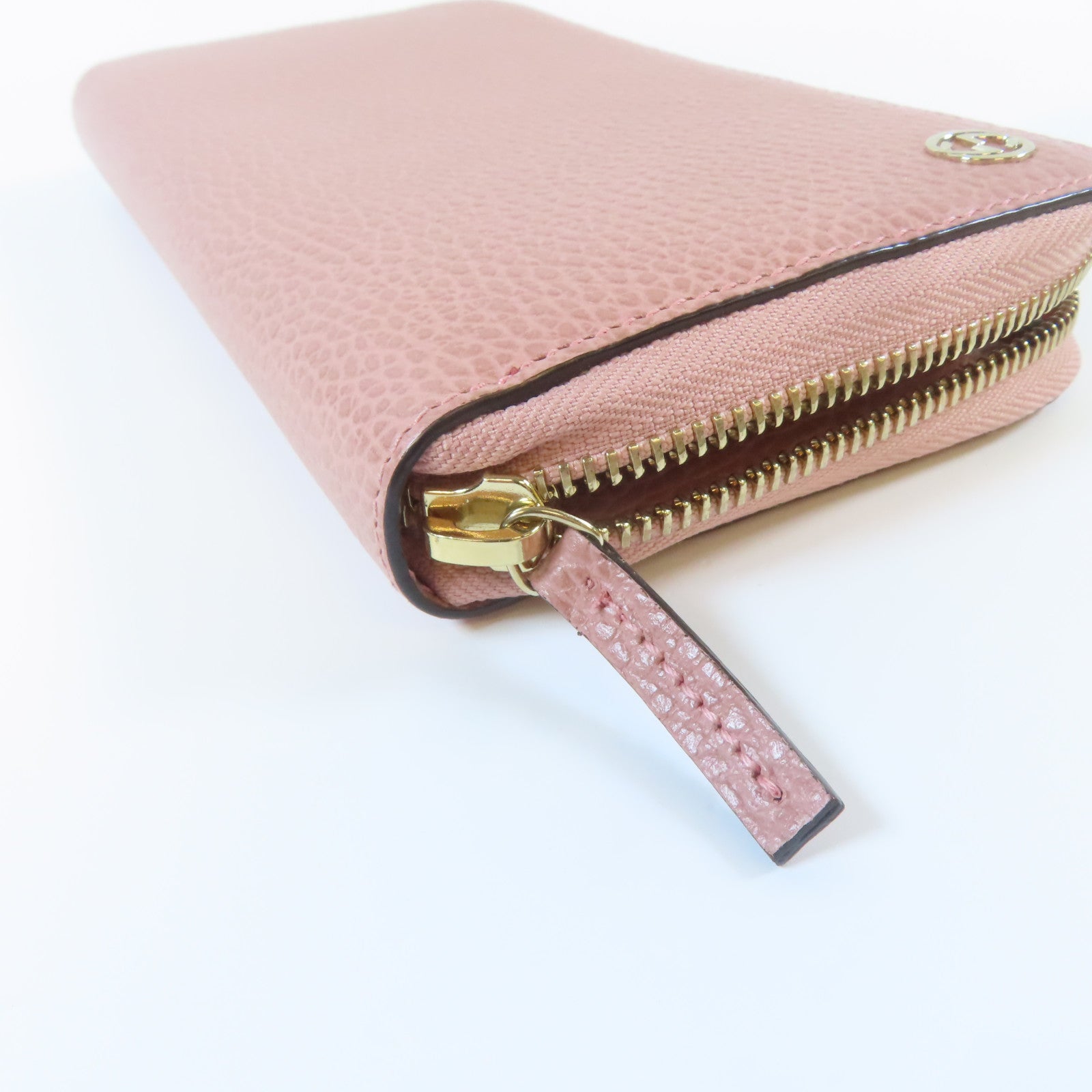 GUCCI **【激減優惠】牛皮皮革Zipper Long Wallet金扣長錢包粉紅色