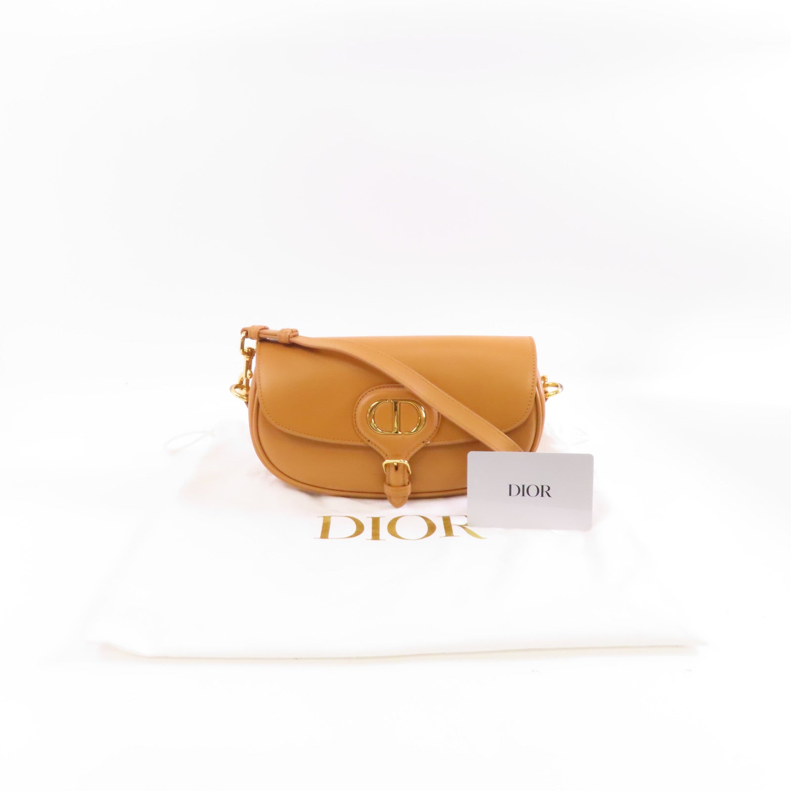 Dior 【激減優惠】牛皮皮革Bobby East-West金扣肩背袋棕色