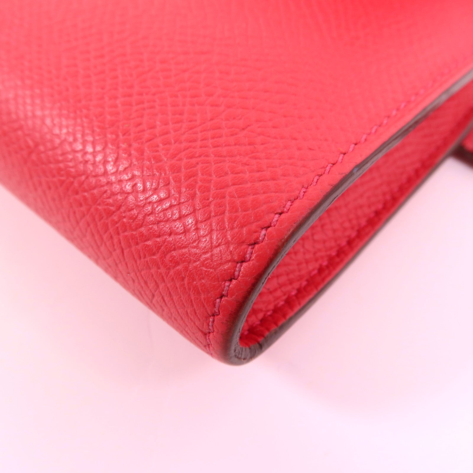 HERMES 【激減優惠】Epsom皮革Kelly Long Wallet金扣長錢包Rose De Coeur