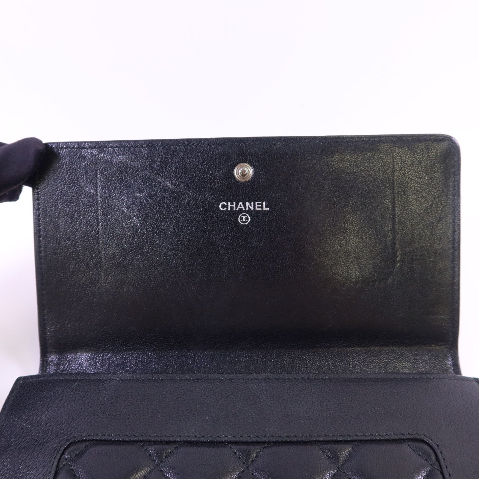CHANEL 牛皮皮革Long Wallet銀扣長錢包