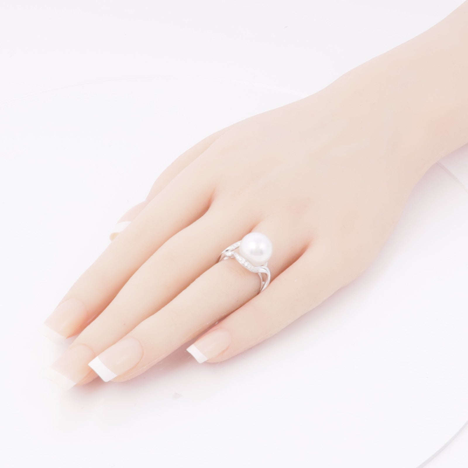 JEWELRY 【激減優惠】18K白金Pearl Diamond Ring珍珠/鑽石戒指US#5.75